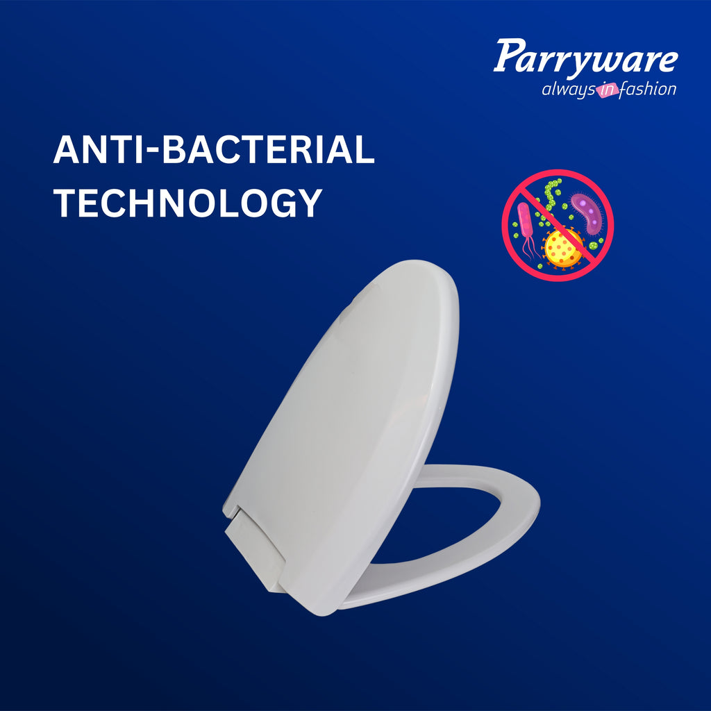 Parryware Casa Soft Close Seat Cover (E8300/E8382) with Adjustable Hinges | Eco-friendly Material with Superior Finish | Round Shape & Ultra White Colour Commode Seat Cover I Antibacterial Technology