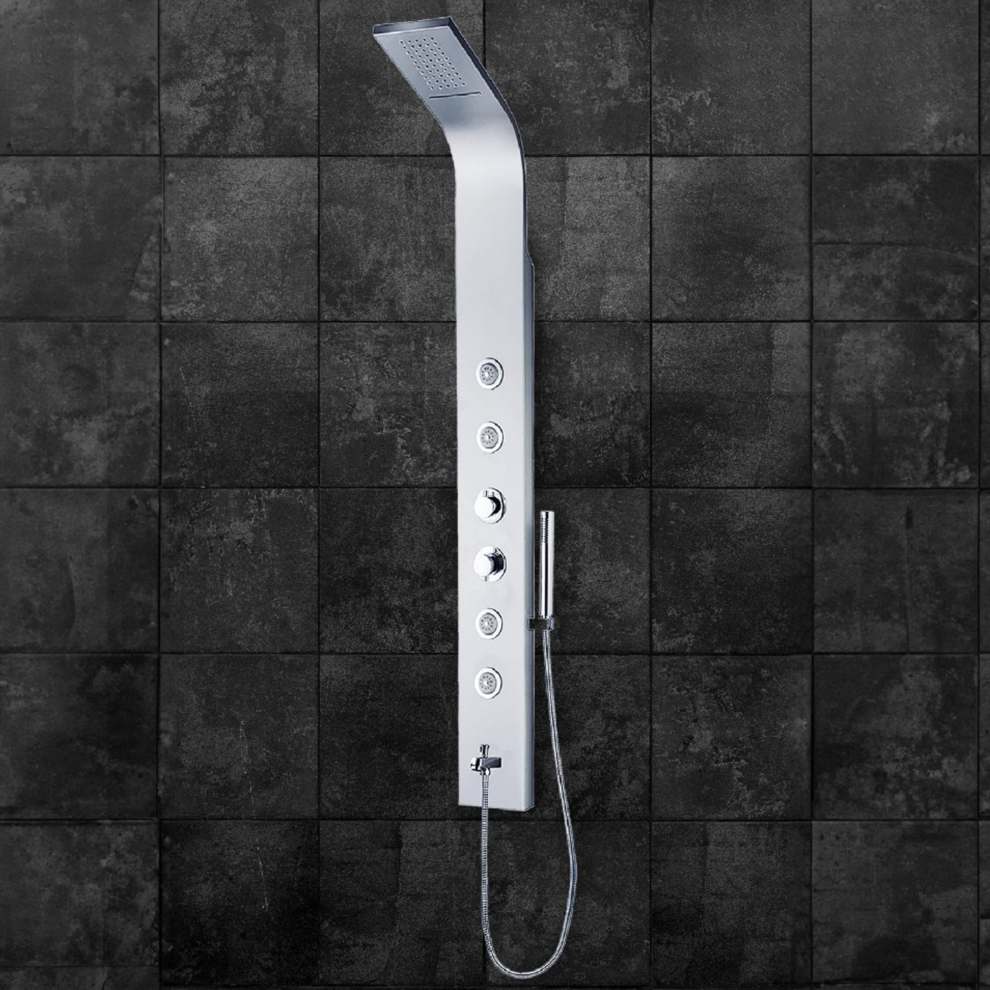 Parryware Verve-S In-Wall Thermostatic Stainless Steel Shower Panel for Bathroom | Cascade Waterfall/Rain Shower and 4 Body Jets | 304 grade SS | C884099