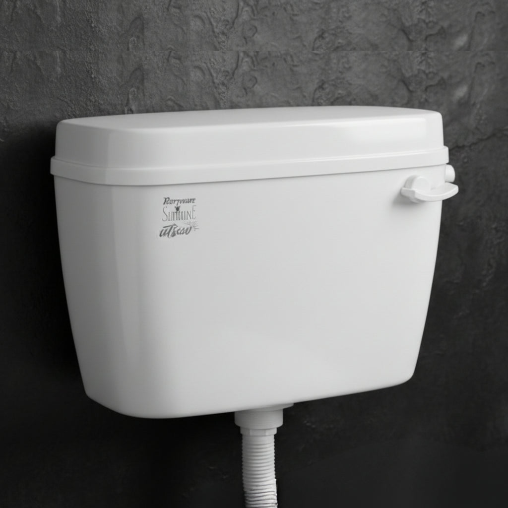 Parryware Slimline UTSAV Single Flush Polymer Cistern for Toilet | Polypropylene White Flush Tank | with Complete Flushing Set | E83751C
