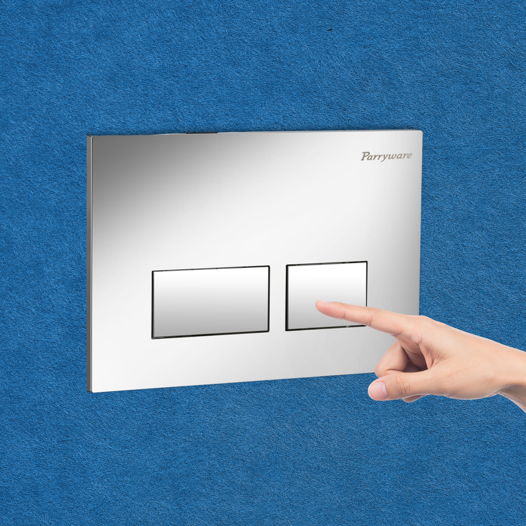 Parryware Linea Plus Square Push-Plate/Flush Plate for Toilet | Mechanical Dual-Flush Push Plate/Water Saving Technology | Compatible with Concealed Flush Tank (Chrome Finish) | E8221A1