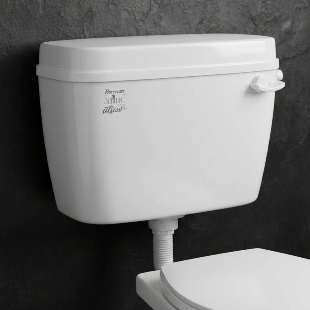 Parryware Slimline UTSAV Single Flush Polymer Cistern for Toilet | Polypropylene White Flush Tank | with Complete Flushing Set | E83751C