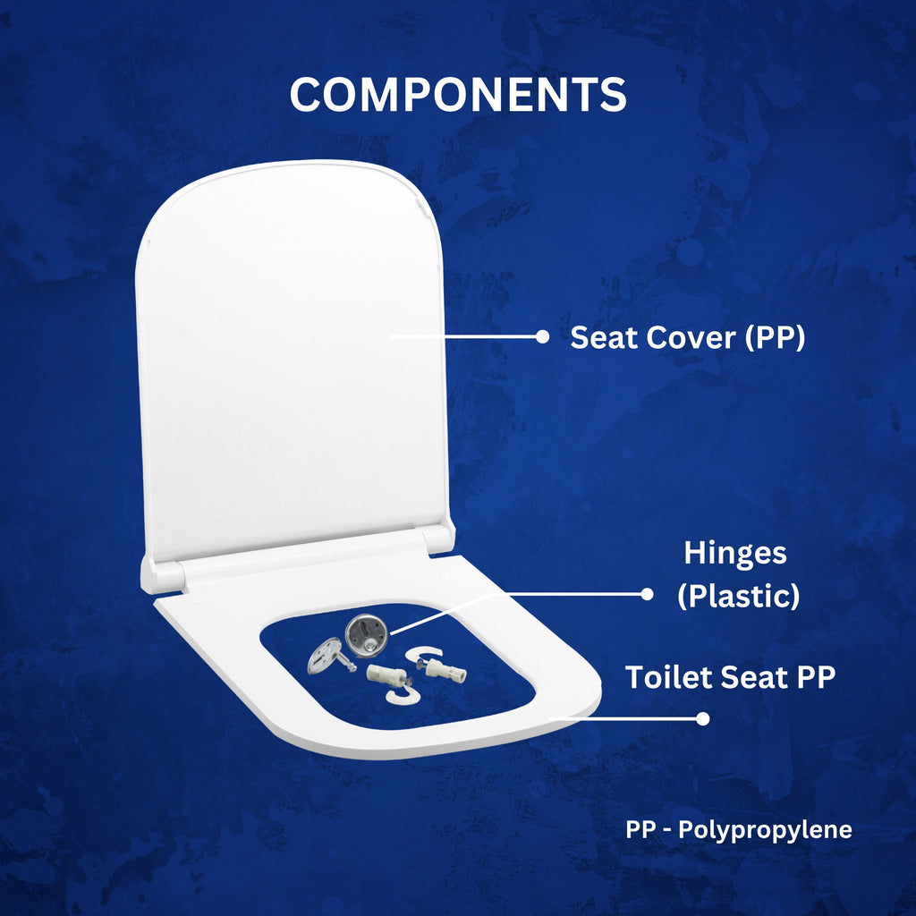 Parryware Polypropylene Verve Soft Close Toilet Seat Cover With Hinges (Standard Size, White) I Commode Seat Cover I Seat Closes Quietly Without Slamming Sound I For Bathroom Fixtures | E82941C
