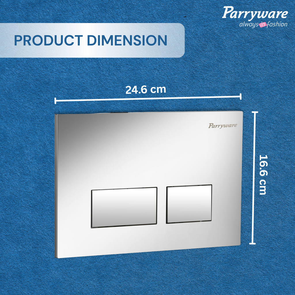 Parryware Linea Plus Square Push-Plate/Flush Plate for Toilet | Mechanical Dual-Flush Push Plate/Water Saving Technology | Compatible with Concealed Flush Tank (Chrome Finish) | E8221A1