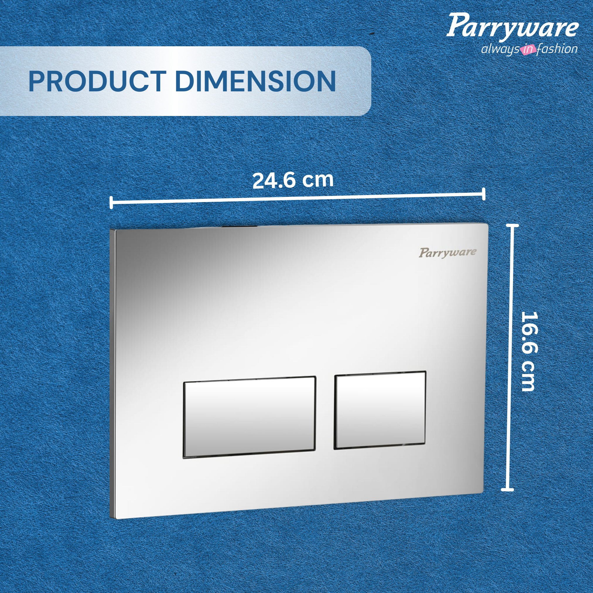 Parryware Linea Plus Square Push-Plate/Flush Plate for Toilet | Mechanical Dual-Flush Push Plate/Water Saving Technology | Compatible with Concealed Flush Tank (Chrome Finish) | E8221A1