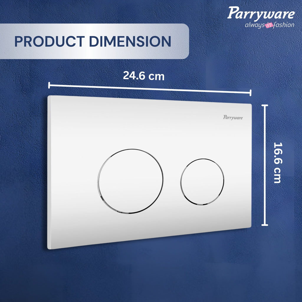 Parryware Linea Plus Round Push-Plate/Flush Plate for Toilet | Mechanical Dual-Flush Push Plate/Water Saving Technology | Compatible with Concealed Flush Tank (Chrome Finish) | E8220A1