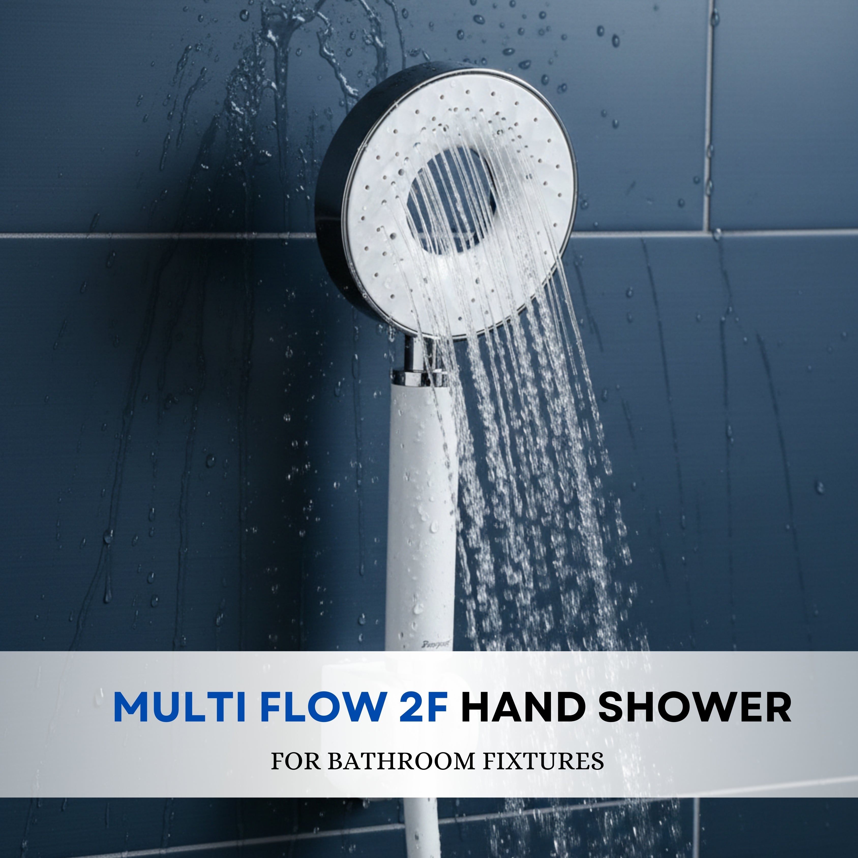 Parryware Multi-Flow 2-Flow Hand Shower 110mm with 1.5 mtr hose & hook | Water-Saving | Handheld shower for bathroom | Air Water Saving Technology | 2-modes of Shower - Jet Flow & Rain Flow | T9872A1