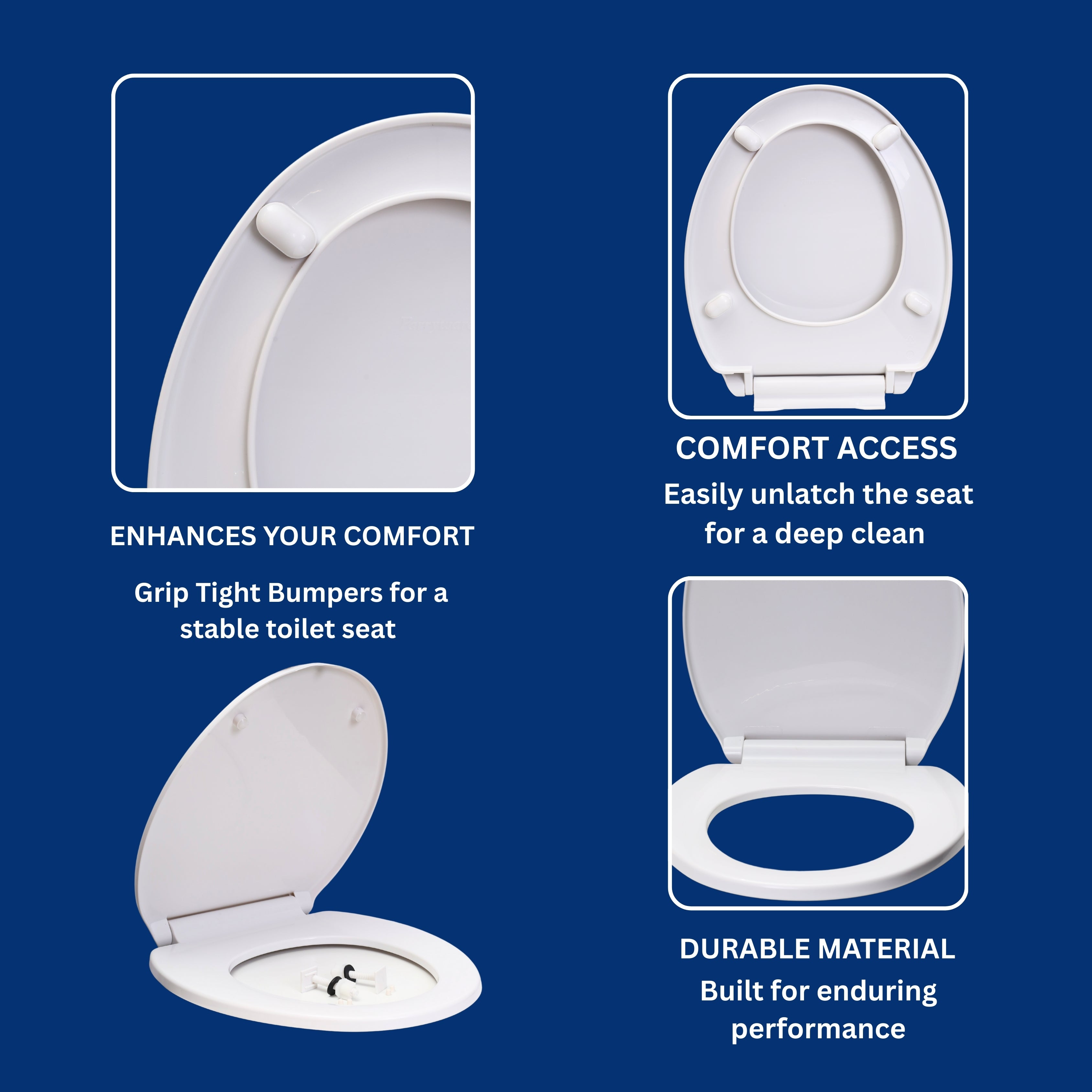 Parryware Solid Regular Close Toilet Seat Cover (Standard Size, Ultra White) I Polypropylene Round Seat Cover | E80941C