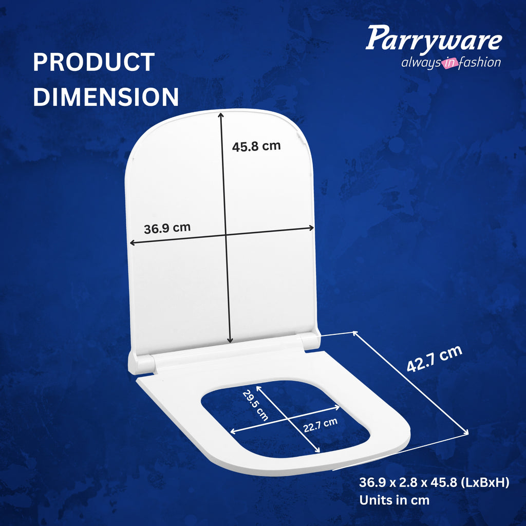 Parryware Polypropylene Verve Soft Close Toilet Seat Cover With Hinges (Standard Size, White) I Commode Seat Cover I Seat Closes Quietly Without Slamming Sound I For Bathroom Fixtures | E82941C