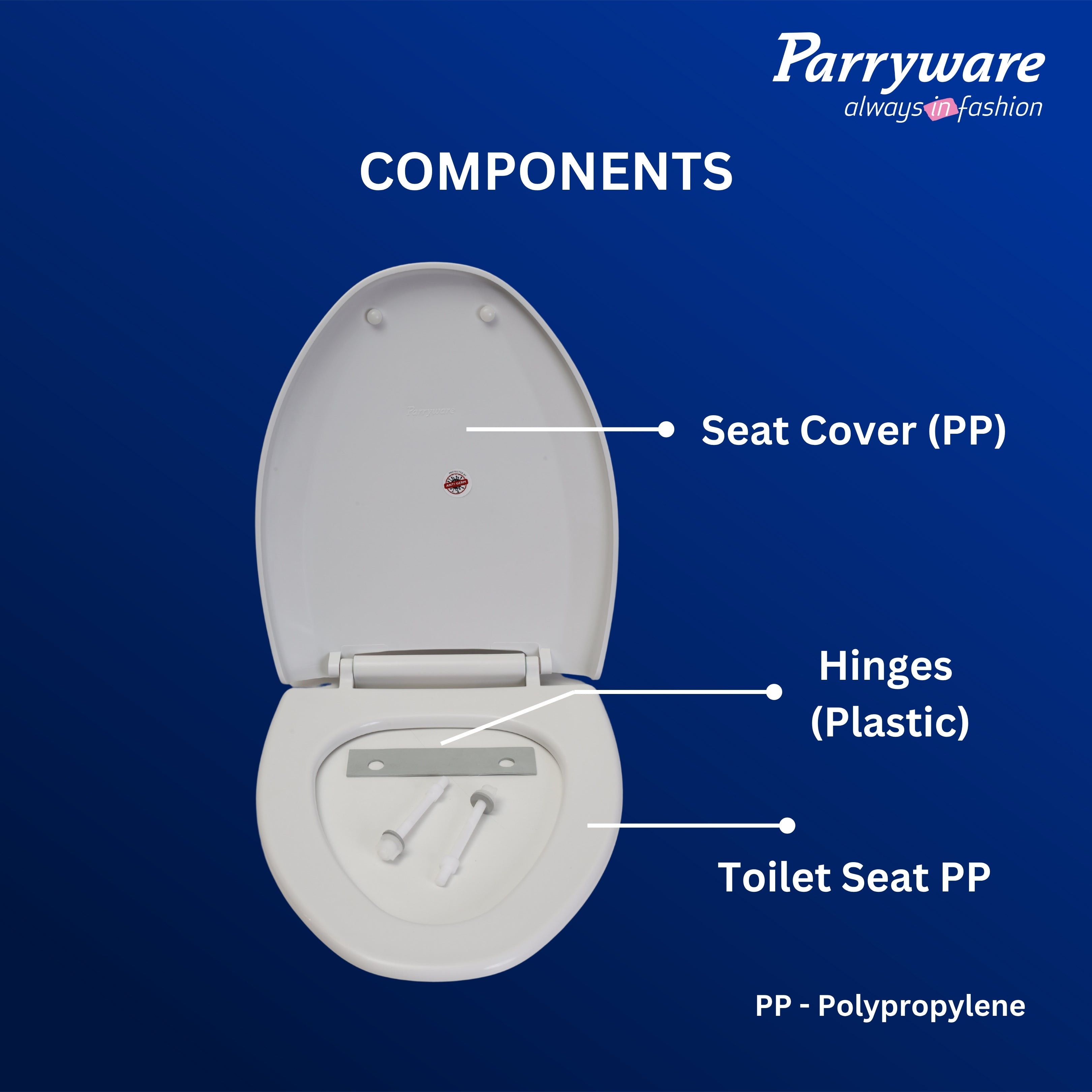 Parryware Cascade NXT Toilet Seat Cover Regular Closing | PP Toilet Seat Cover | For Bathroom Fixtures | E82991C