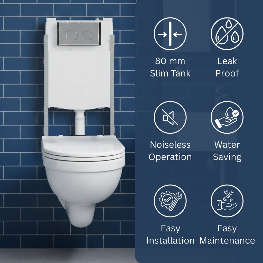 Parryware Linea Plus Concealed Flush Tank with Half Frame for Wall Hung Commodes | in-Wall Toilet Flush Tank for Modern Bathrooms| Space-Saving Concealed Tank | E812599