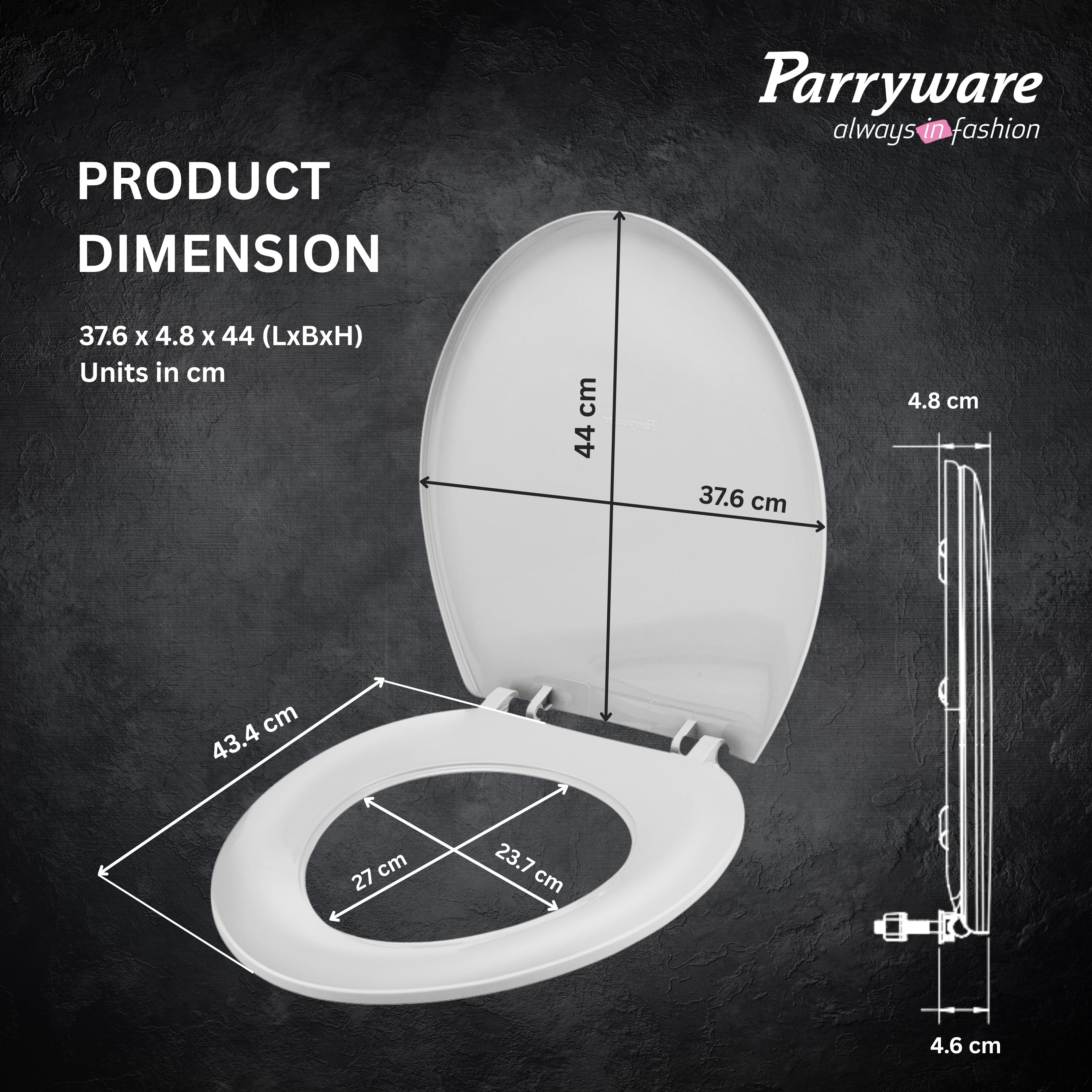 Parryware Petite Plus Toile Seat Cover regular close | White PP Seat Cover for Bathroom Fixtures | Toilet Spare | E83091C