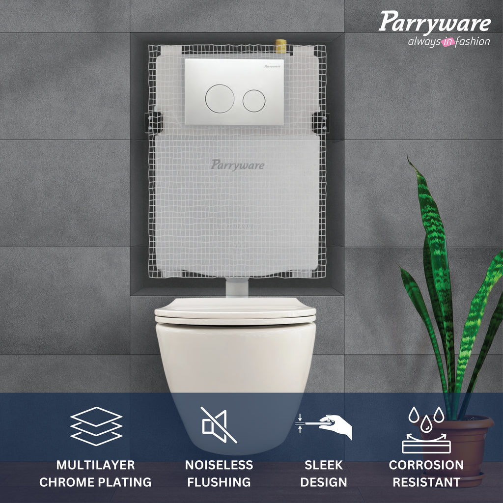 Parryware Linea Plus Concealed Flush Tank Without Frame for Wall Hung Commodes | In-Wall Toilet Flush Tank for Modern Bathrooms| Durable & Space-Saving Concealed Tank System | E812099