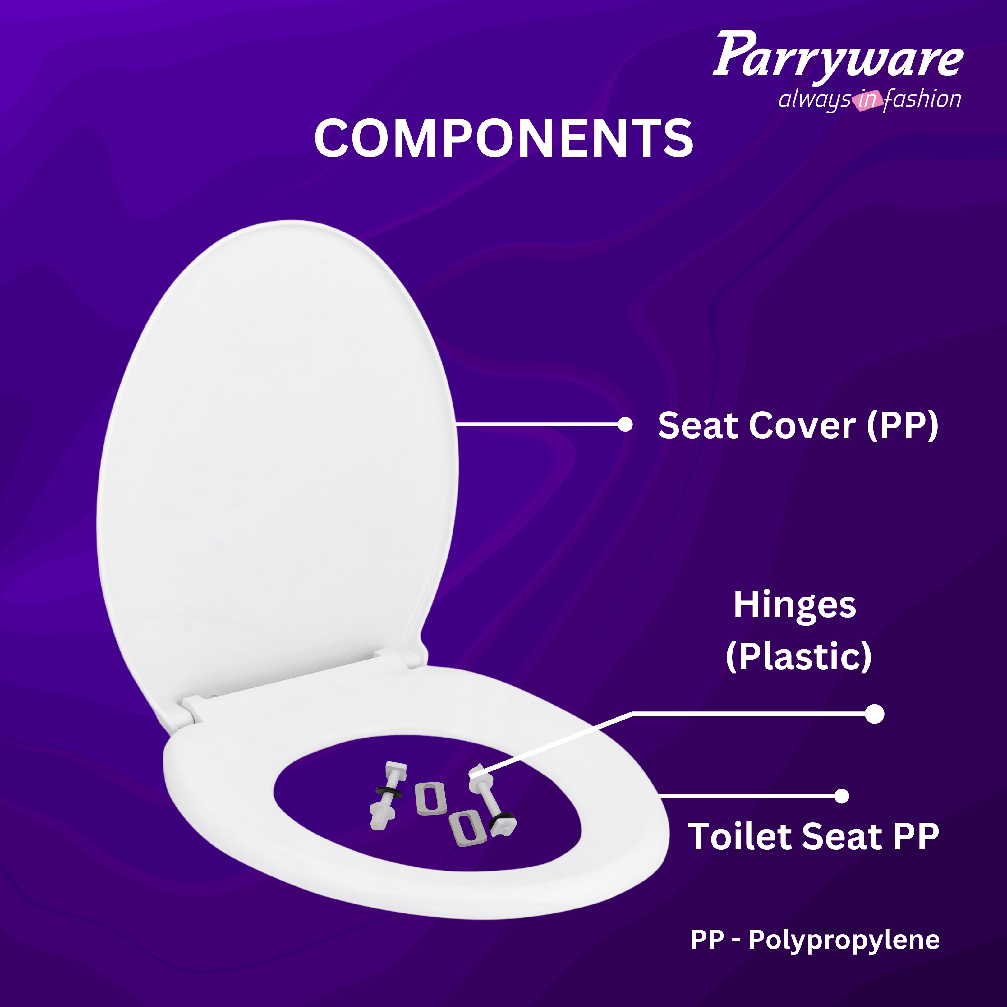Parryware Durasheen Soft Close Toilet Seat Cover with Adjustable Hinges | Eco-friendly Material with Superior Finish | Round Shape & Ultra White Colour | Western Commode | Bathroom Fixtures (E82921C)