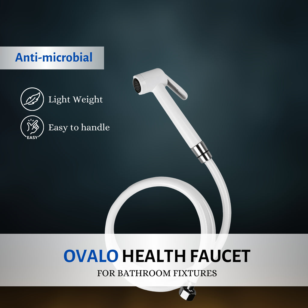 Parryware Ovalo Anti Microbial PVC Health Faucet| Ideal Toilet Jet Spray for High Water Pressure | Bathroom Jet Spray with Hose and Hook | for Bath Fixtures | E8372A1