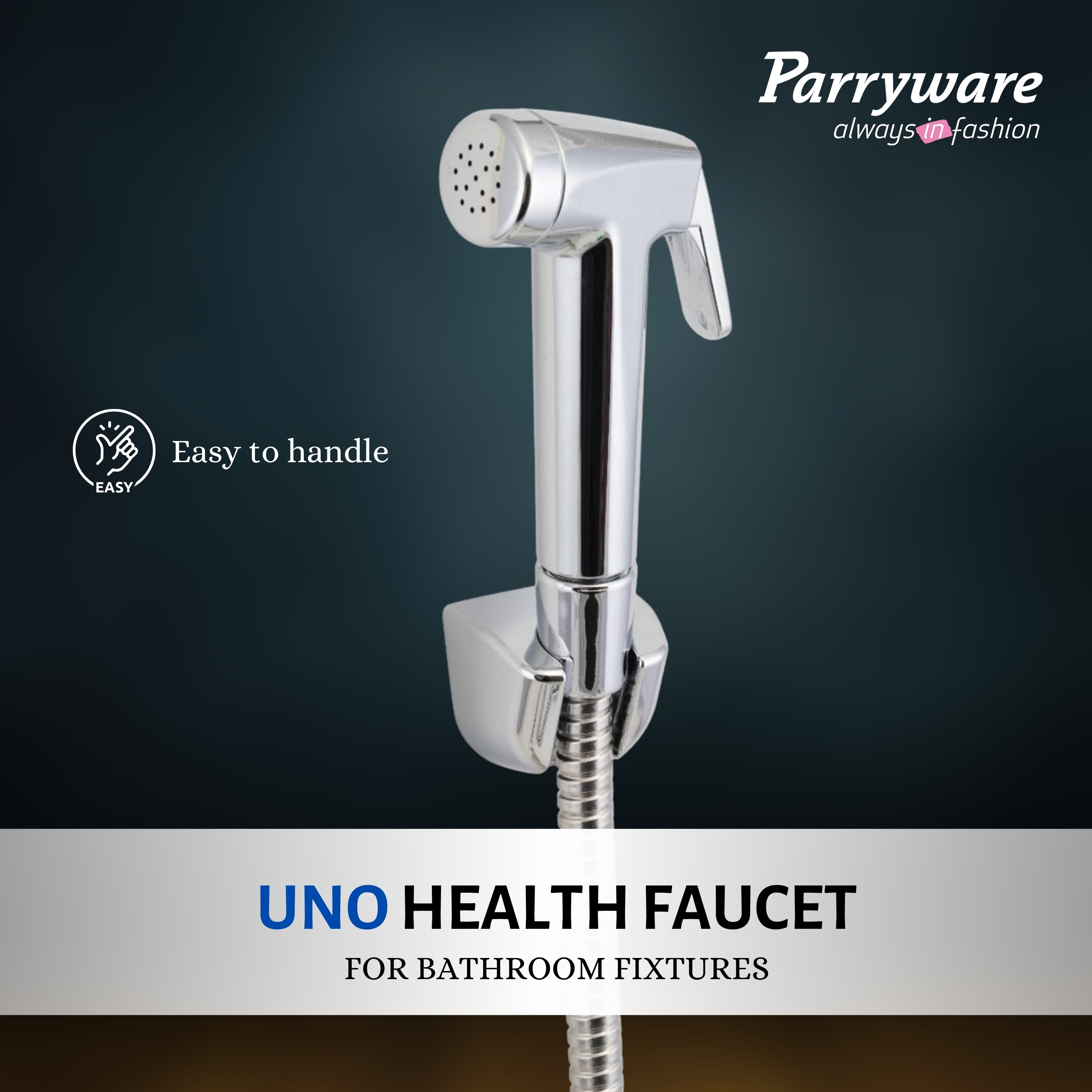 PARRYWARE UNO ABS Chrome Finish Health Faucet with Hose & Hook | Wall Mounted Bidet Spray | T9921A1