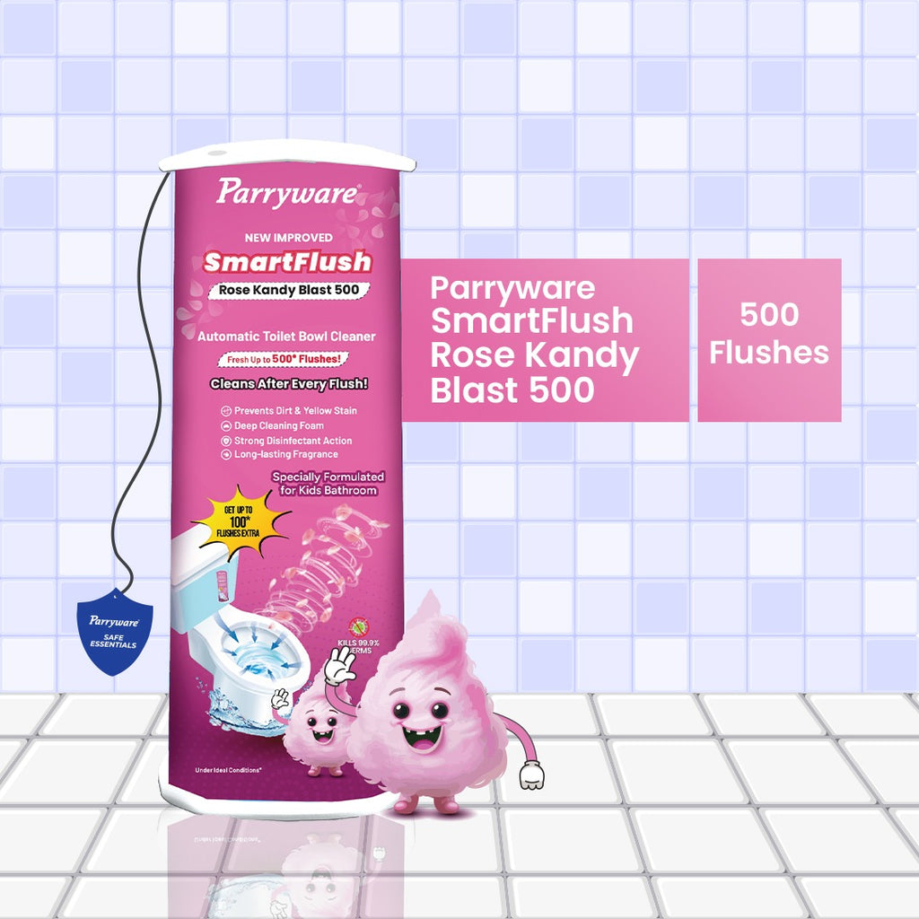 Parryware SMARTFLUSH In-Tank Automatic Toilet Bowl Cleaner - Rose Kandy Blast 500 | 99.9% Disinfection | Specially for Kids Bathroom | Lasts upto 600* Flushes | FCSF0503