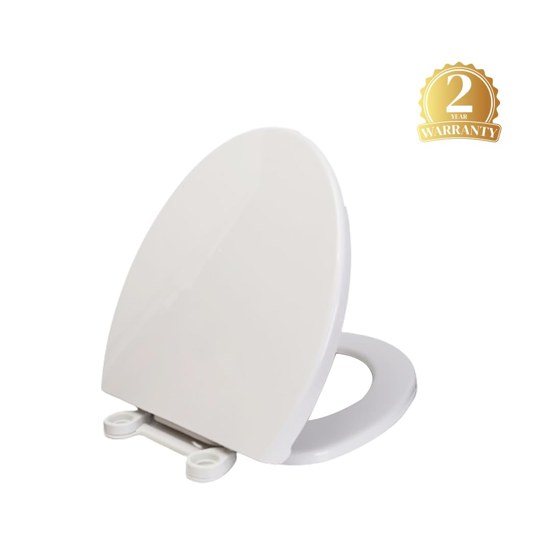 Parryware Solid N Soft Close Toilet Seat Cover with Hinges | Eco-friendly Material with Superior Finish | Round Shape & White in Colour | Western Commode | Bathroom Fixtures (E83561C)