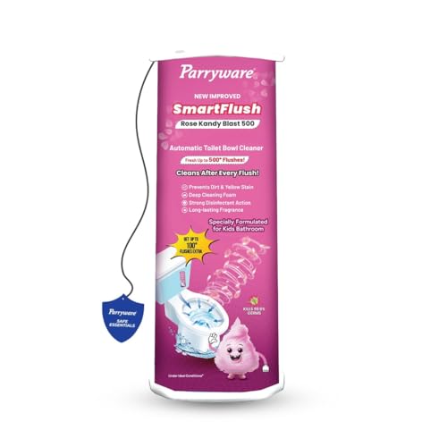 Parryware SMARTFLUSH In-Tank Automatic Toilet Bowl Cleaner - Rose Kandy Blast 500 | 99.9% Disinfection | Specially for Kids Bathroom | Lasts upto 600* Flushes | FCSF0503