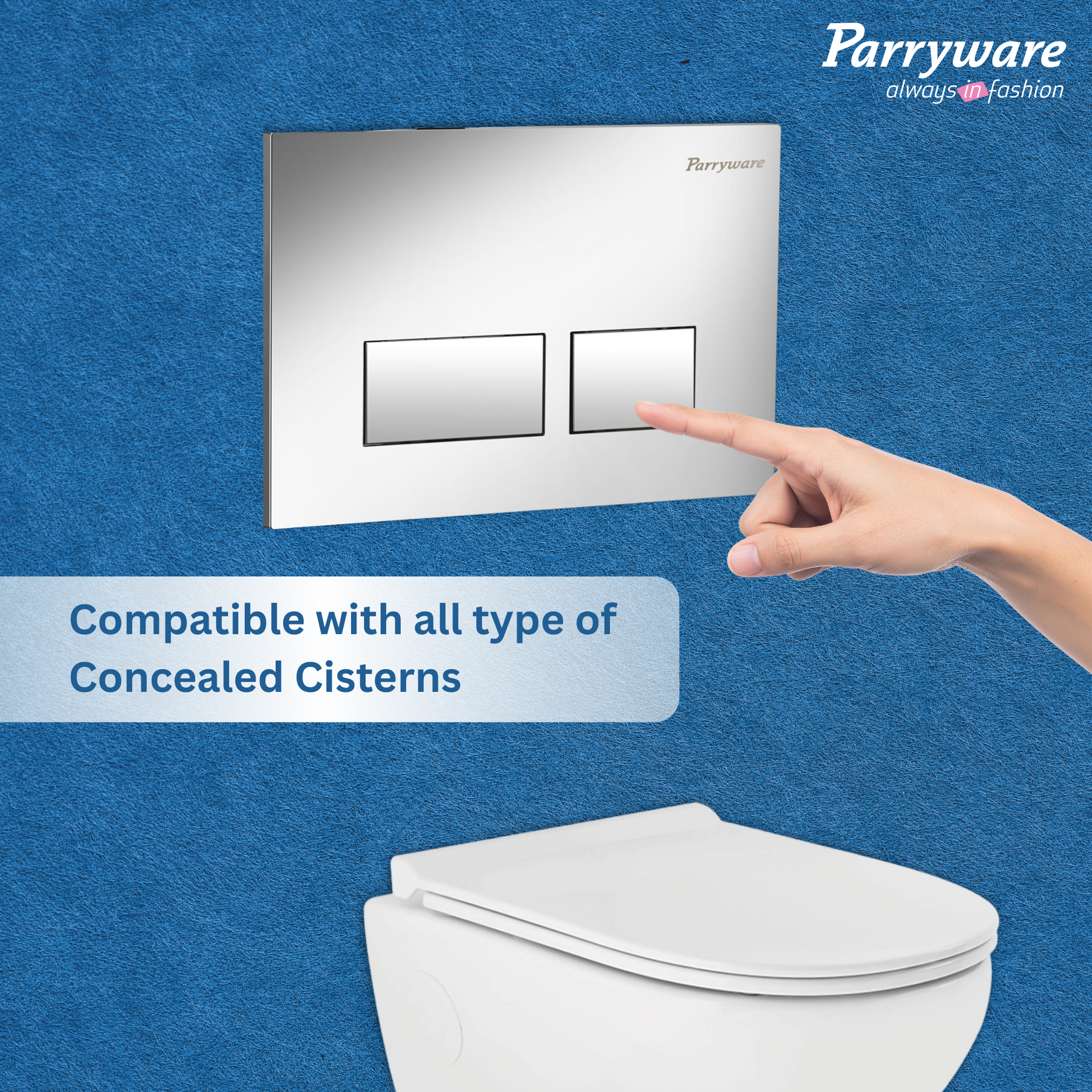 Parryware Linea Plus Square Push-Plate/Flush Plate for Toilet | Mechanical Dual-Flush Push Plate/Water Saving Technology | Compatible with Concealed Flush Tank (Chrome Finish) | E8221A1