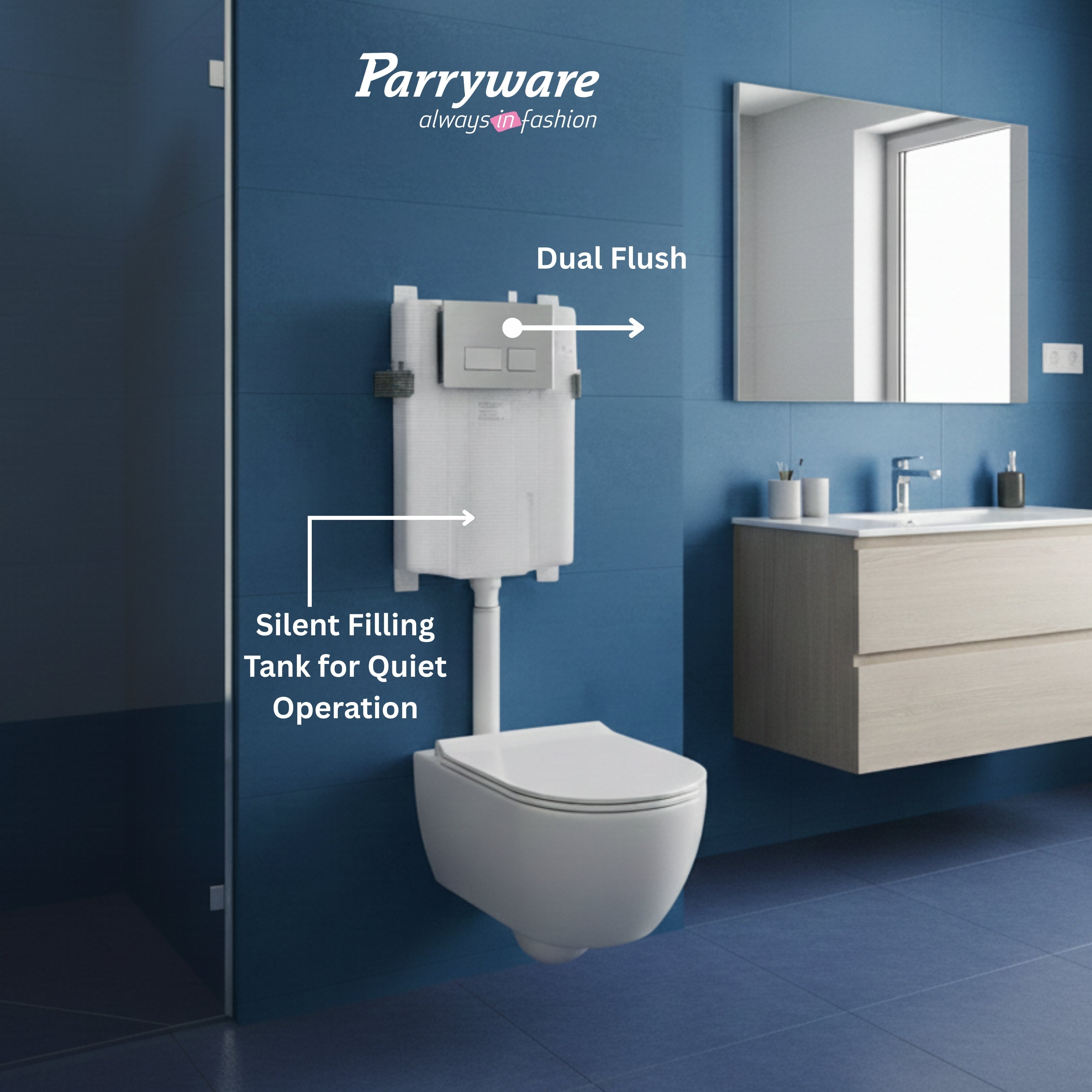 Parryware Linea Plus Concealed Flush Tank Without Frame for Wall Hung Commodes | In-Wall Toilet Flush Tank for Modern Bathrooms| Durable & Space-Saving Concealed Tank System | E812099