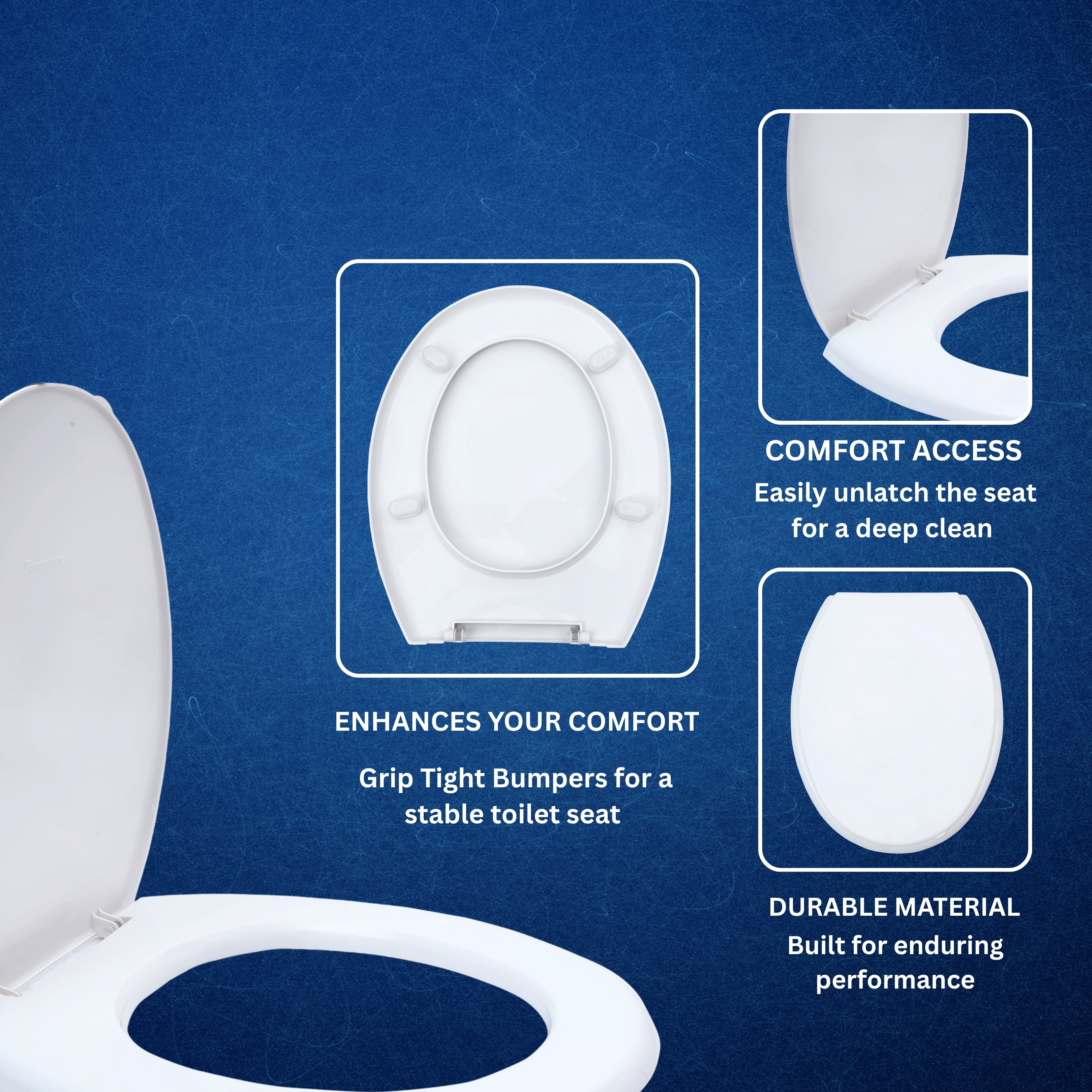 Parryware Toilet Standard Seat Cover Regular with Plastic Hinges 1 Unit Each of PP Seat, PP Cover, Ultra White, Antibacterial & Comfortable, Commode Seat Cover for Bathroom Fixture | E80711C