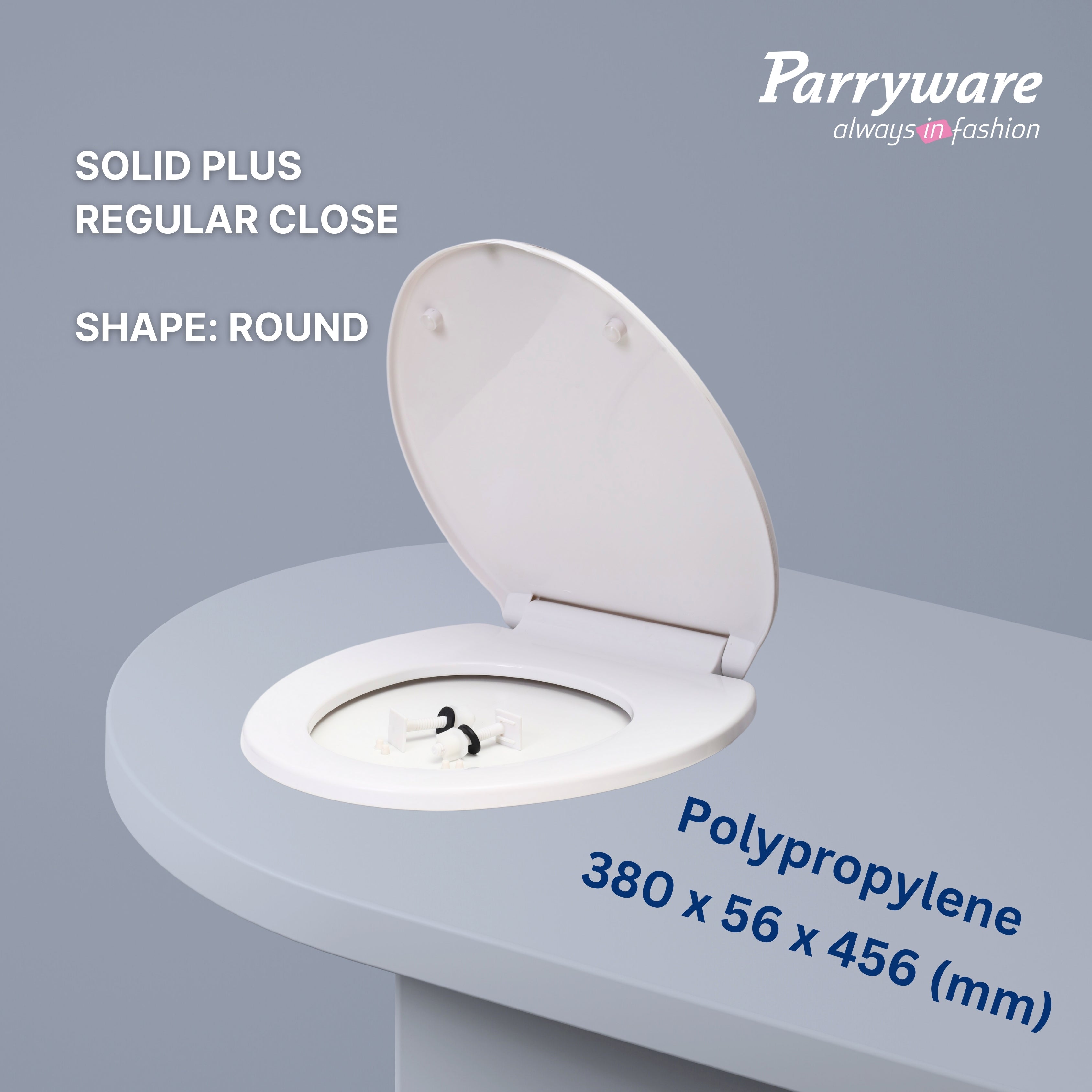 Parryware Solid Regular Close Toilet Seat Cover (Standard Size, Ultra White) I Polypropylene Round Seat Cover | E80941C
