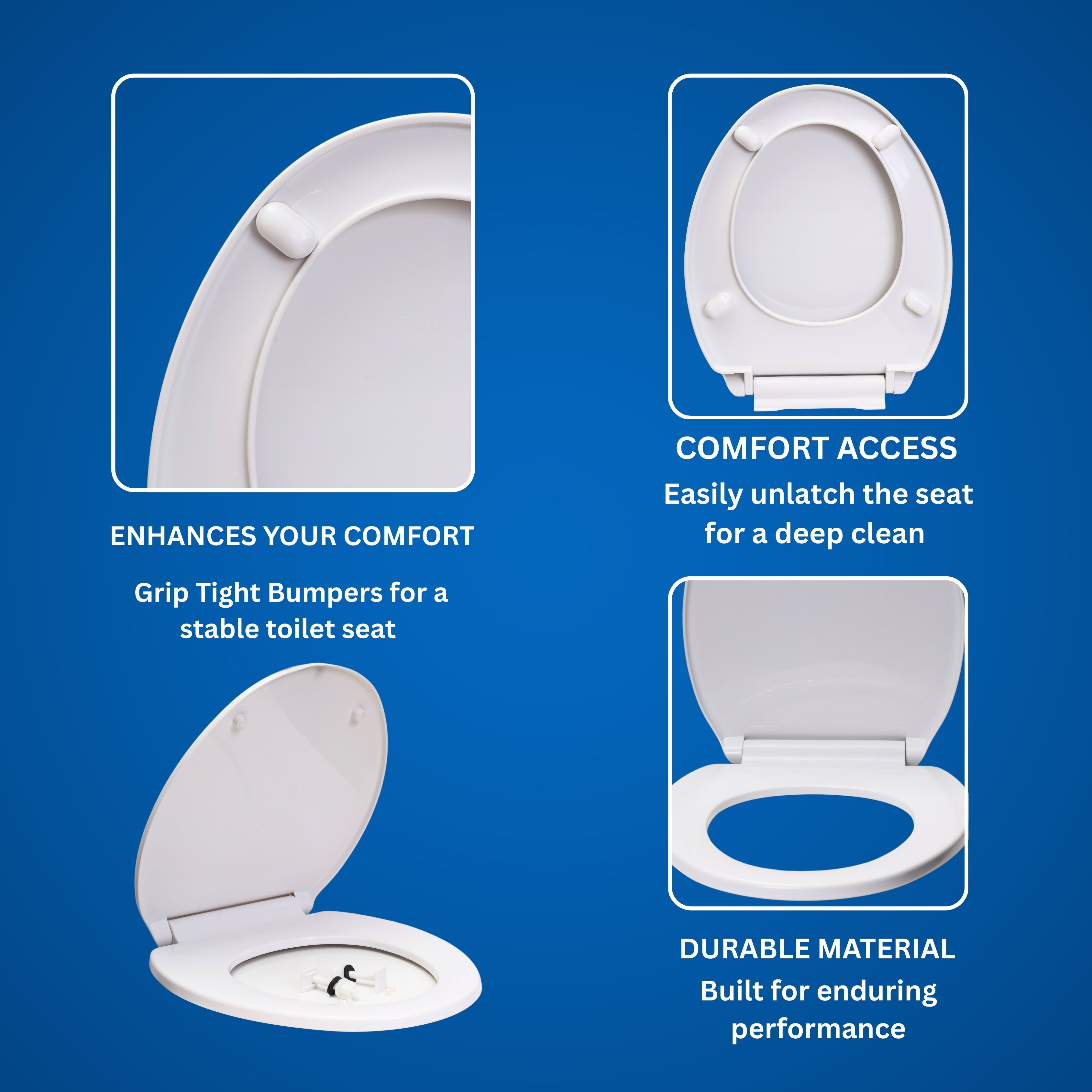 Parryware Solid Plus Soft Close Toilet Seat Cover with Hinges | Eco-friendly Material with Superior Finish | Round Shape & White Colour | Seat Covers for Western Commode | Bathroom Fixtures (E83071C)