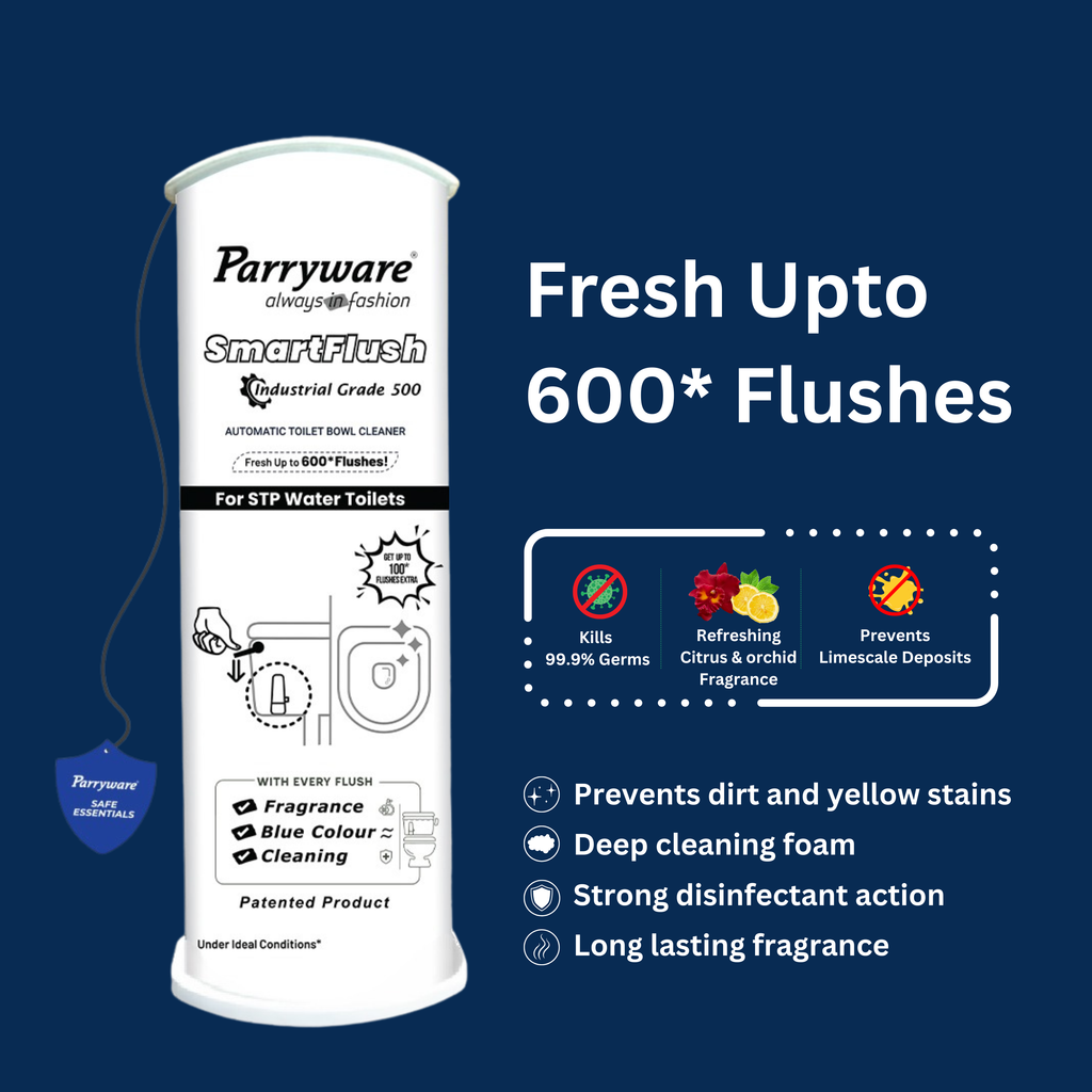 Parryware SmartFlush In-Cistern Automatic Toilet Bowl Cleaner - Industrial Disinfectant 500 I Lasts upto 600* Flushes | 99.9% Disinfection | Cleans after every flushes | FCSF0603