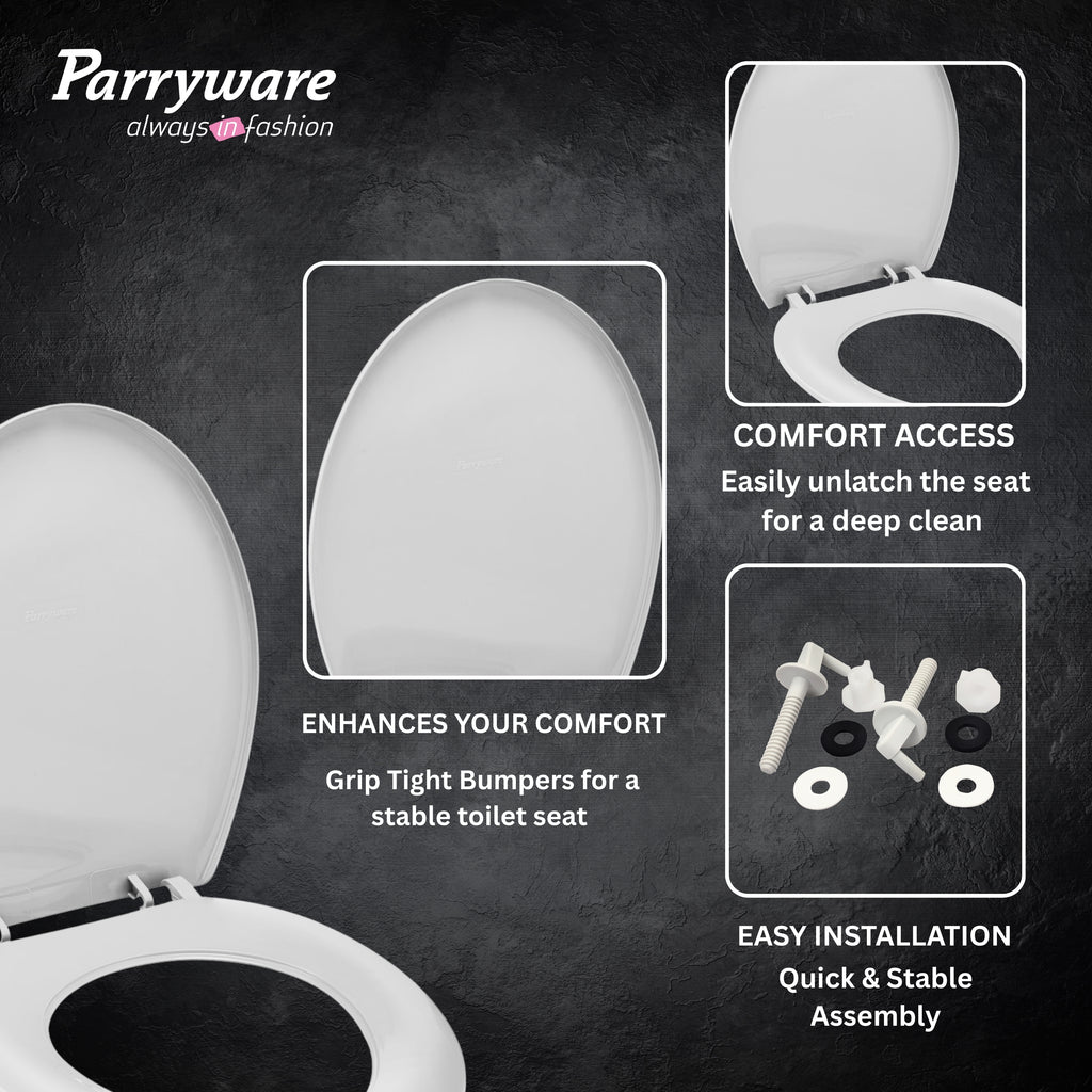 Parryware Petite Plus Toile Seat Cover regular close | White PP Seat Cover for Bathroom Fixtures | Toilet Spare | E83091C