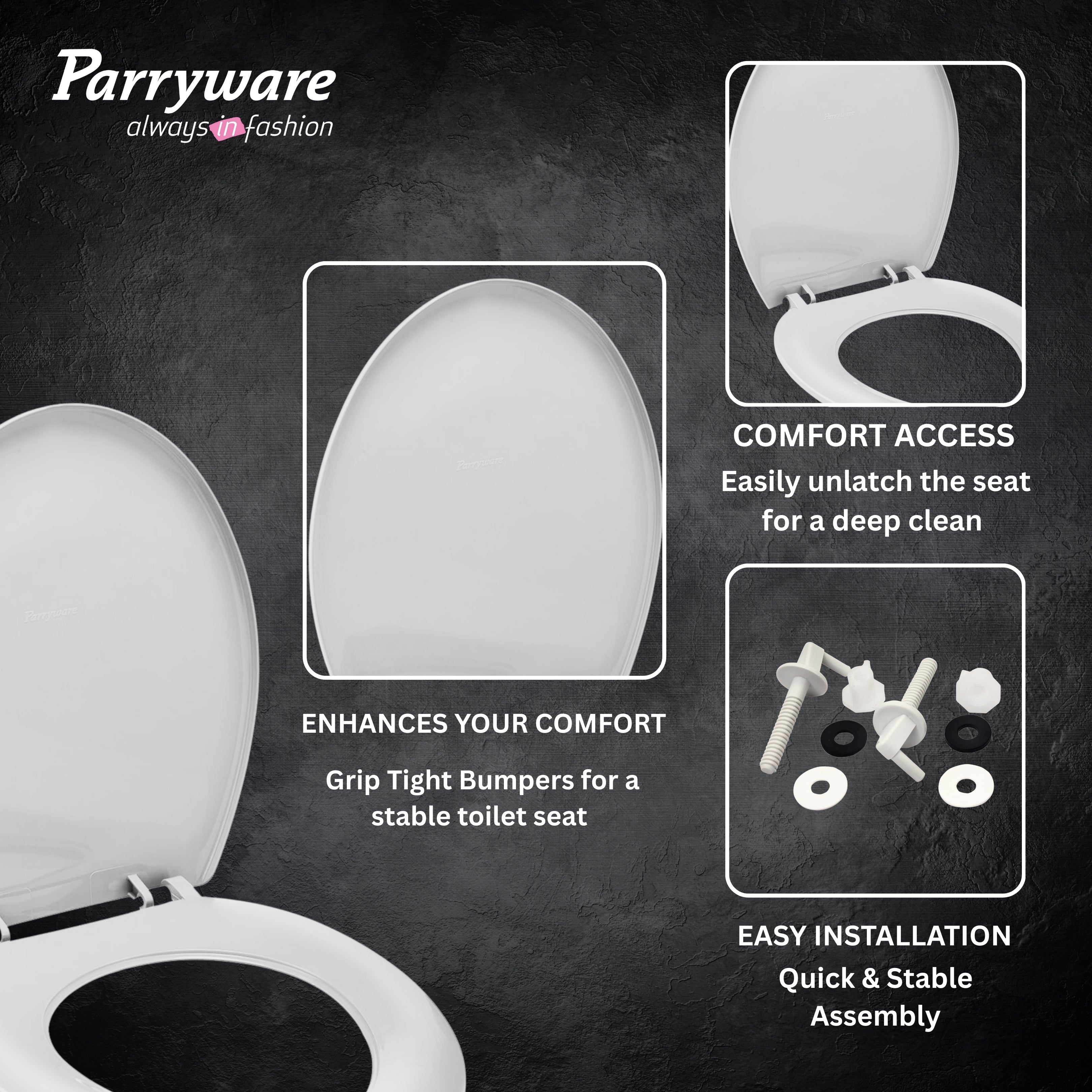 Parryware Petite Plus Toile Seat Cover regular close | White PP Seat Cover for Bathroom Fixtures | Toilet Spare | E83091C