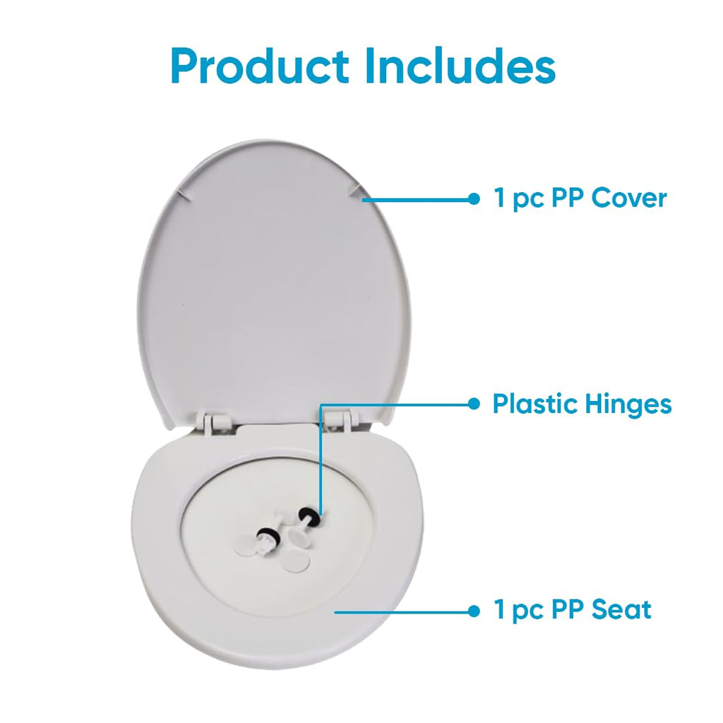 Parryware Solid N Soft Close Toilet Seat Cover with Hinges | Eco-friendly Material with Superior Finish | Round Shape & White in Colour | Western Commode | Bathroom Fixtures (E83561C)