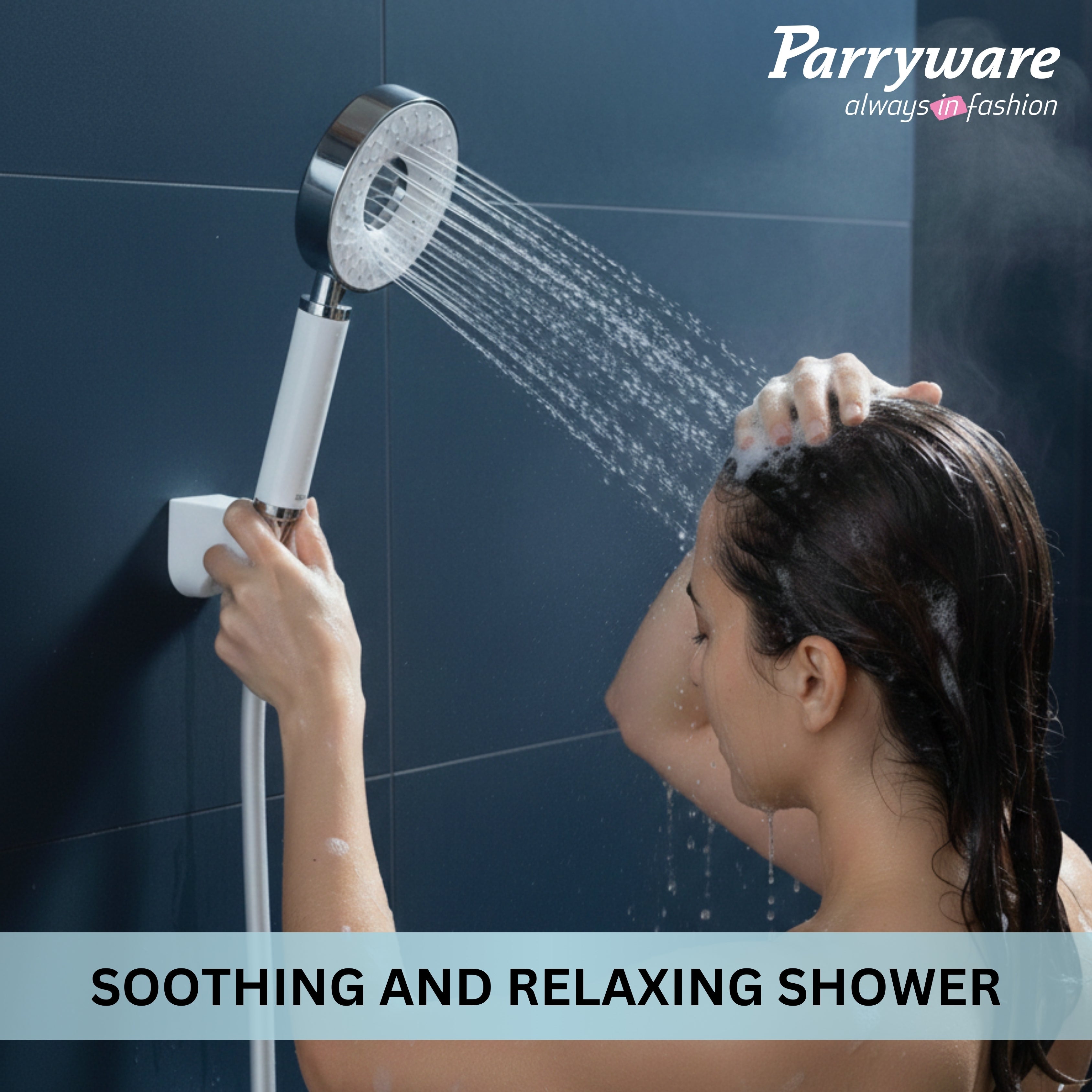 Parryware Multi-Flow 2-Flow Hand Shower 110mm with 1.5 mtr hose & hook | Water-Saving | Handheld shower for bathroom | Air Water Saving Technology | 2-modes of Shower - Jet Flow & Rain Flow | T9872A1