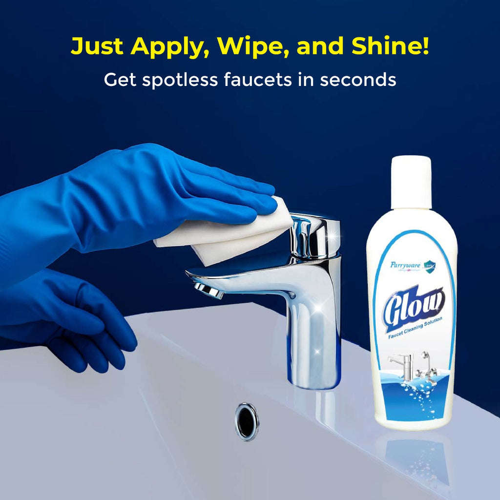 PARRYWARE GLOW Tap Cleaner & Limescale Remover 200 ml | Instantly Removes Limescale, Hard Water Stains & Soap Scum | Powerful Deep Cleaning for Sparkling Faucets - Fast Action, Streak-Free Shine | FCGL0102