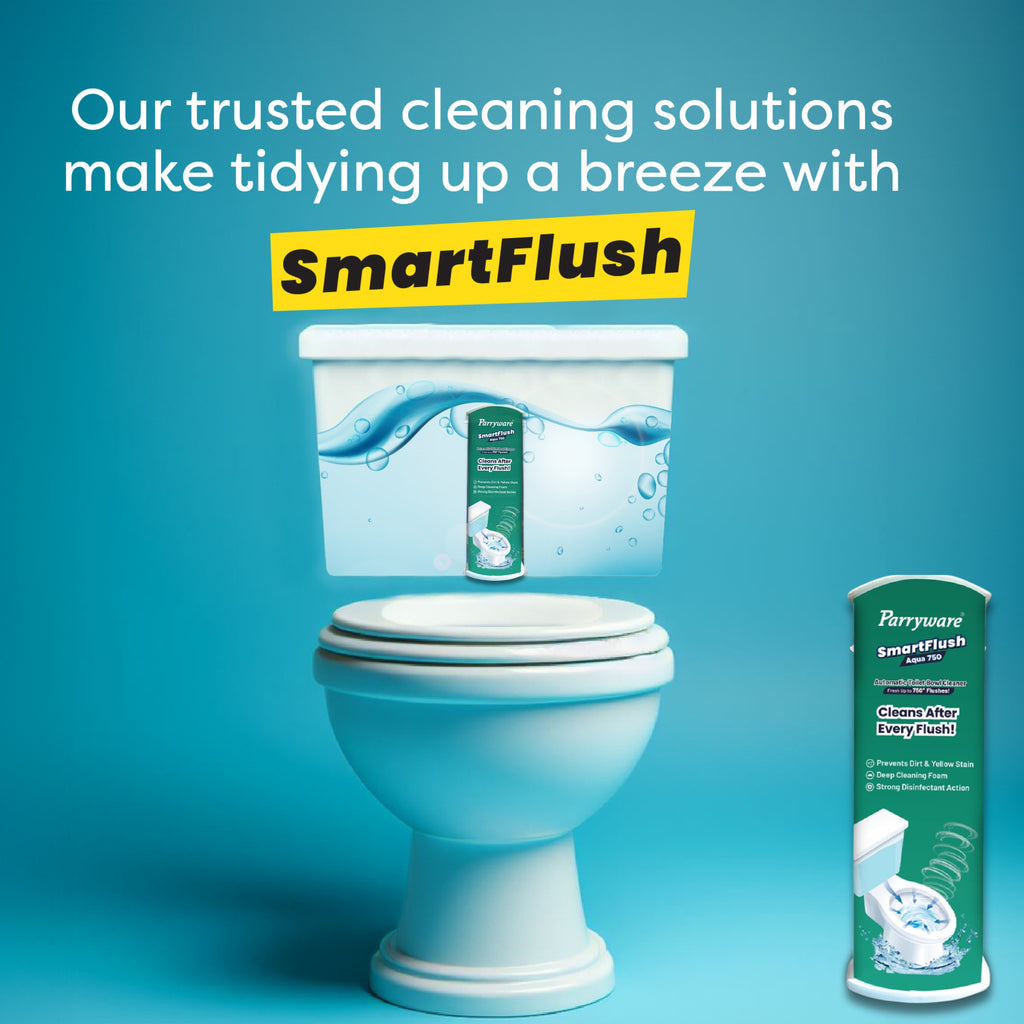Parryware SmartFlush In-Cistern Automatic Toilet Bowl Cleaner - Aqua 750 180g (Fragrance Free) | Lasts upto 750* Flushes | 99.9% Disinfection | Cleans after every flushes- FCSF0103