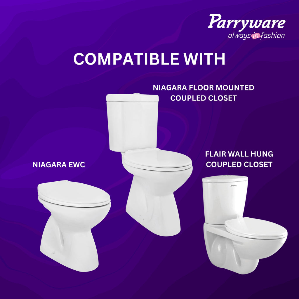 Parryware Durasheen Soft Close Toilet Seat Cover with Adjustable Hinges | Eco-friendly Material with Superior Finish | Round Shape & Ultra White Colour | Western Commode | Bathroom Fixtures (E82921C)