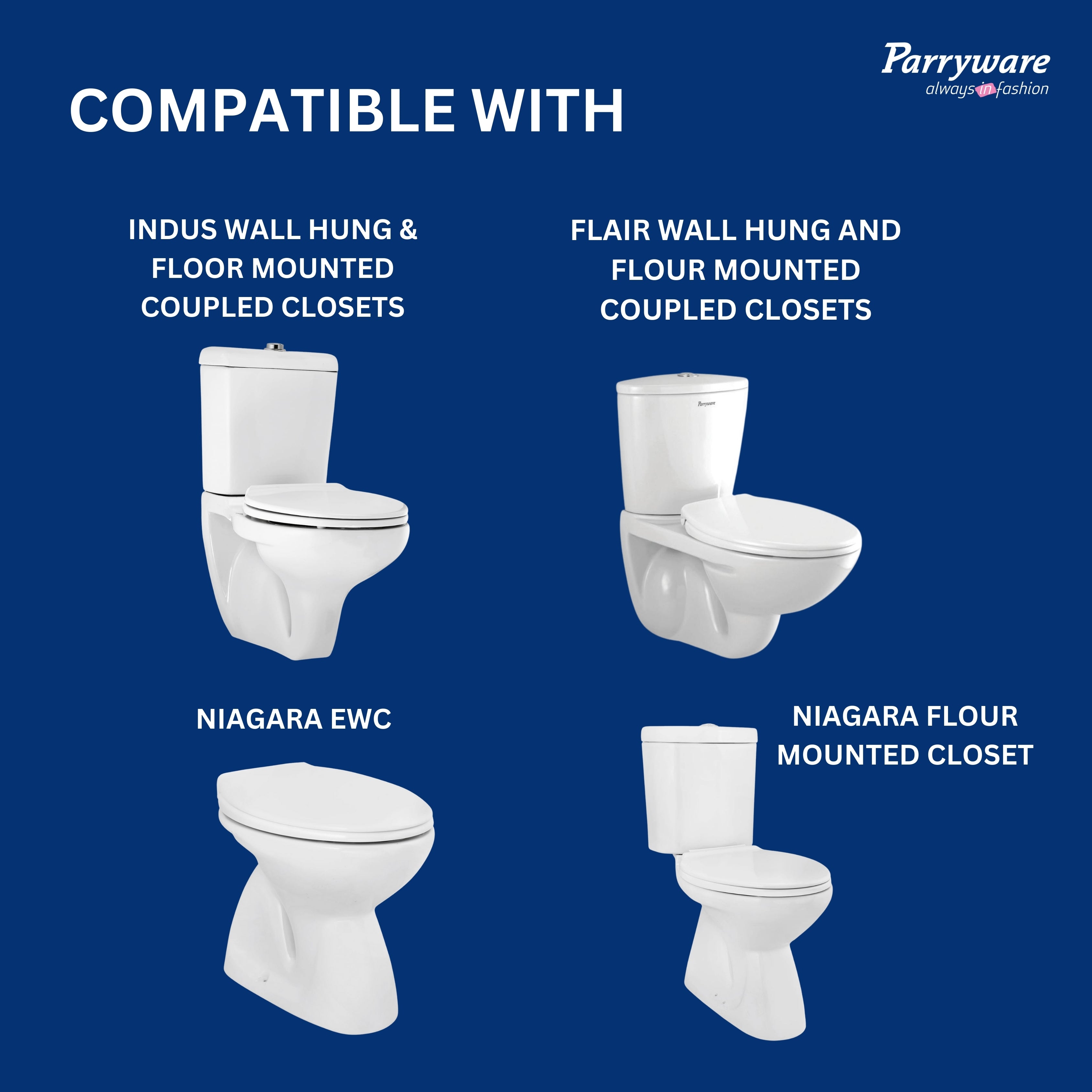 Parryware Solid Regular Close Toilet Seat Cover (Standard Size, Ultra White) I Polypropylene Round Seat Cover | E80941C