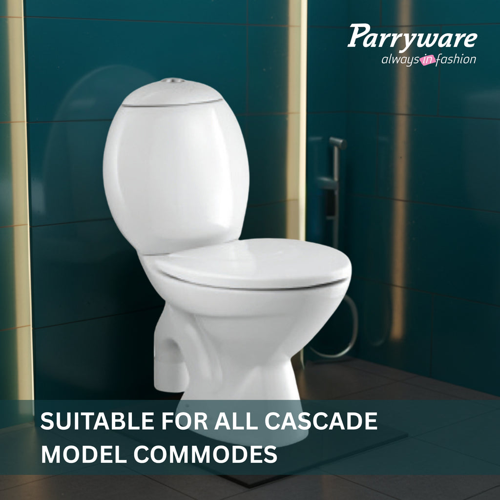 Parryware Casa/Cascade NXT Elongated Soft Close Toilet Seat Cover, White | Polypropylene Seat cover with plastic hinges | 381 x 53 x 448 (mm) | E83821C