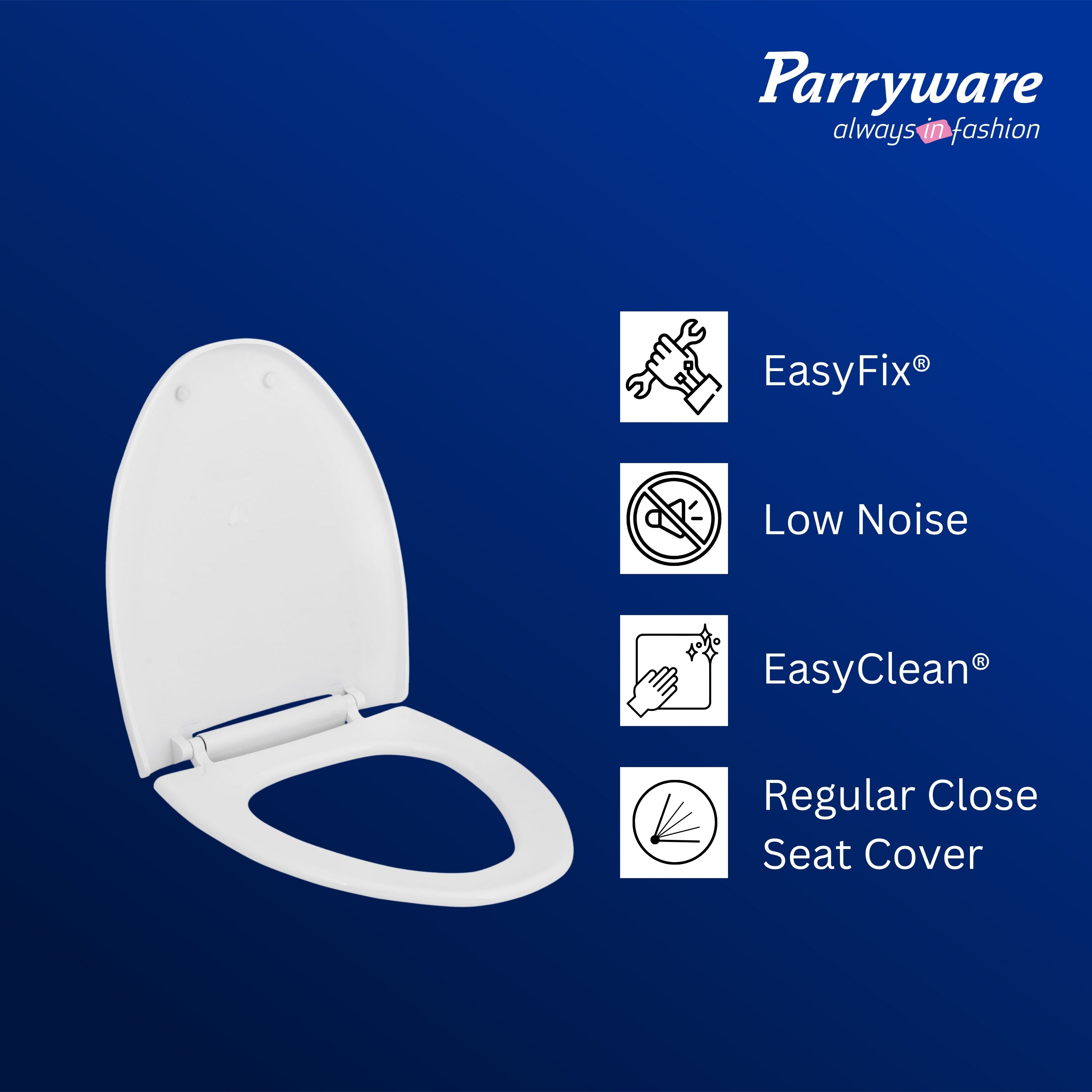 Parryware Cascade NXT Toilet Seat Cover Regular Closing | PP Toilet Seat Cover | For Bathroom Fixtures | E82991C