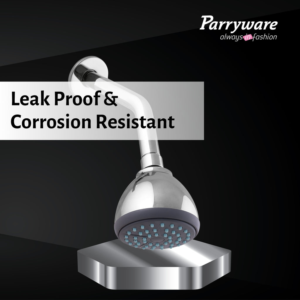 Parryware Alpha 80mm Rain Shower with shower arm for bathroom | For bathroom fixture | Wall mounted overhead shower with Chrome Finish | T9885A1