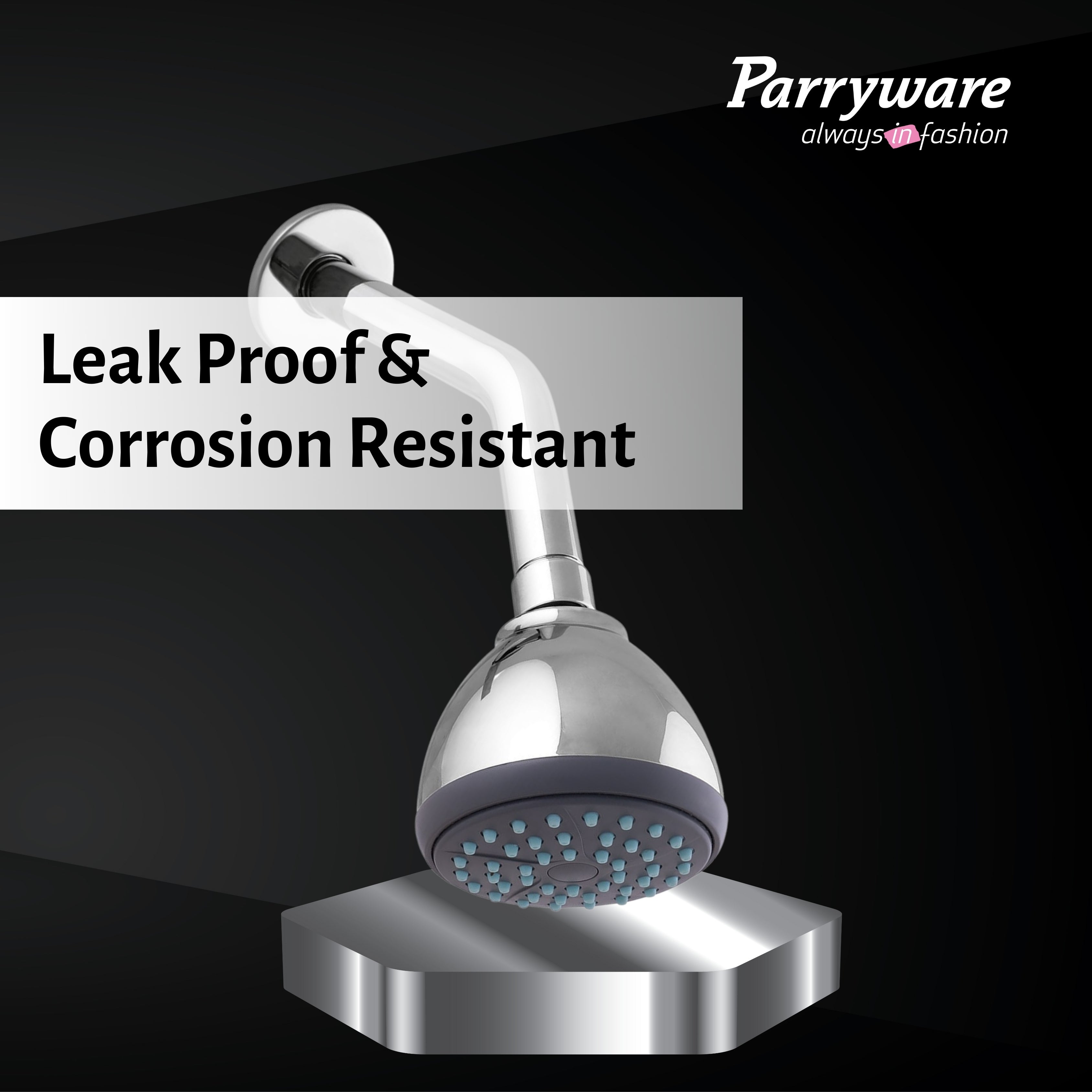 Parryware Alpha 80mm Rain Shower with shower arm for bathroom | For bathroom fixture | Wall mounted overhead shower with Chrome Finish | T9885A1