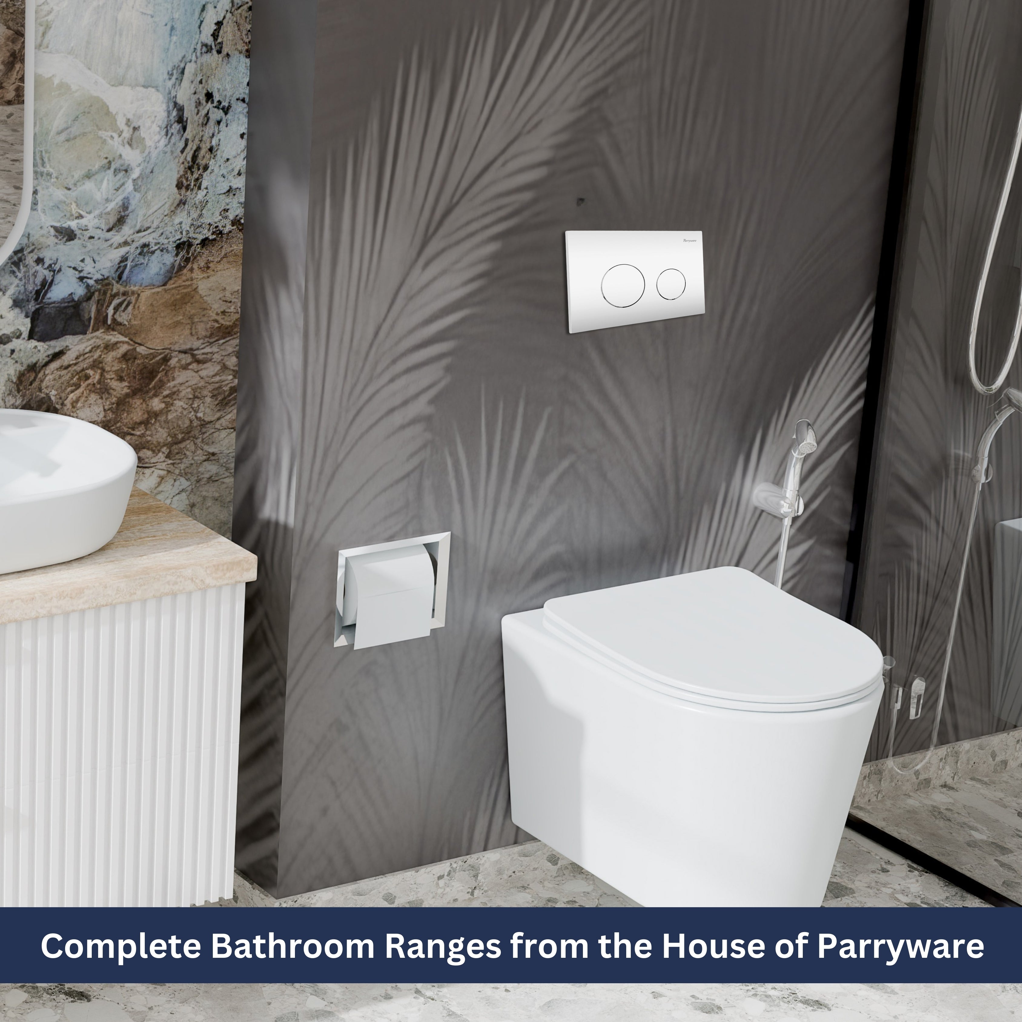 Parryware Linea Plus Round Push-Plate/Flush Plate for Toilet | Mechanical Dual-Flush Push Plate/Water Saving Technology | Compatible with Concealed Flush Tank (Chrome Finish) | E8220A1