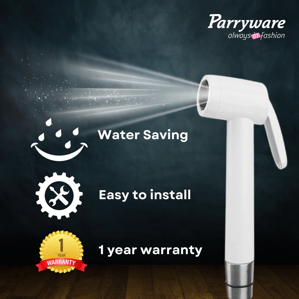 Parryware Ovalo Anti Microbial PVC Health Faucet| Ideal Toilet Jet Spray for High Water Pressure | Bathroom Jet Spray with Hose and Hook | for Bath Fixtures | E8372A1