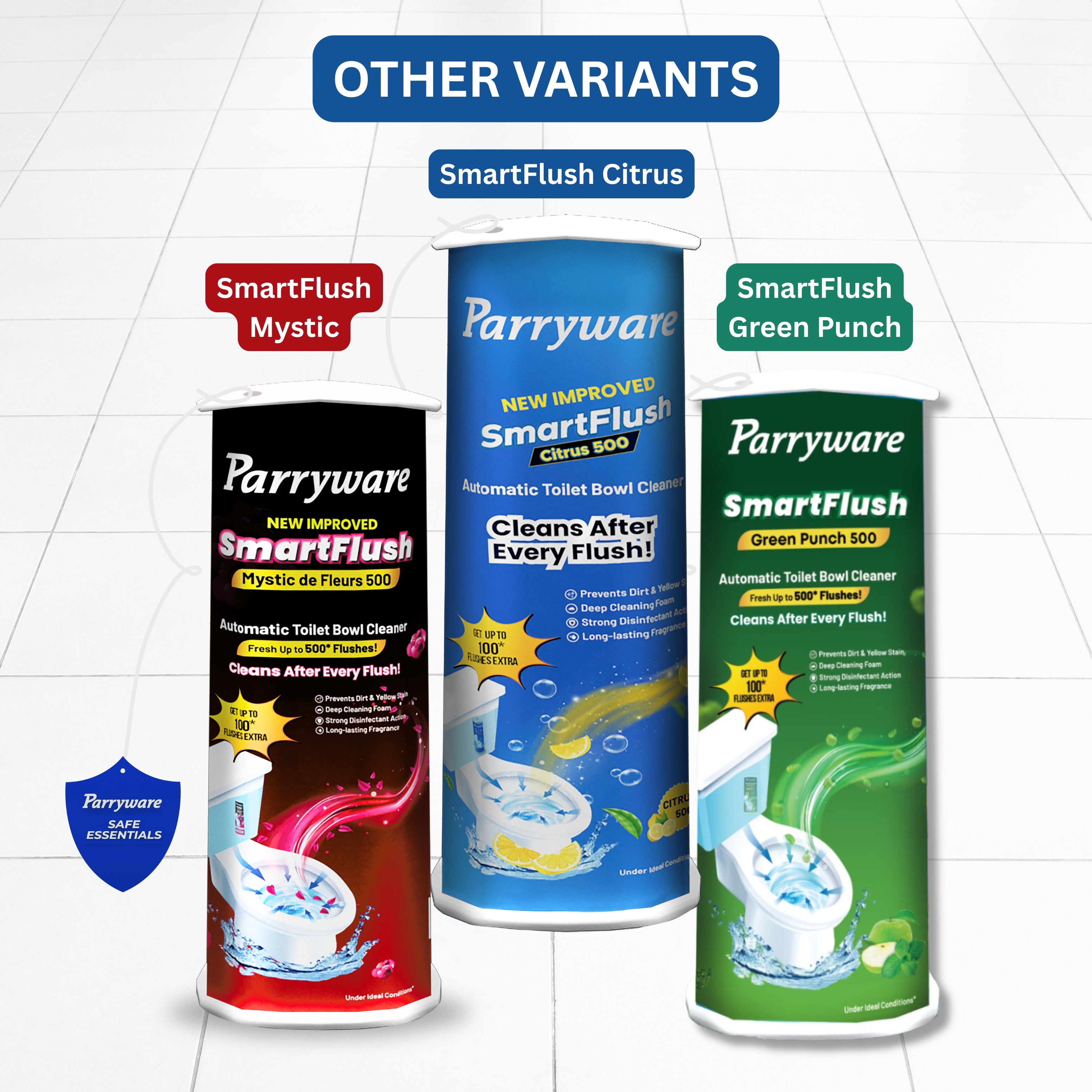 Parryware SmartFlush In-Cistern Automatic Toilet Bowl Cleaner - Aqua 750 180g (Fragrance Free) | Lasts upto 750* Flushes | 99.9% Disinfection | Cleans after every flushes- FCSF0103