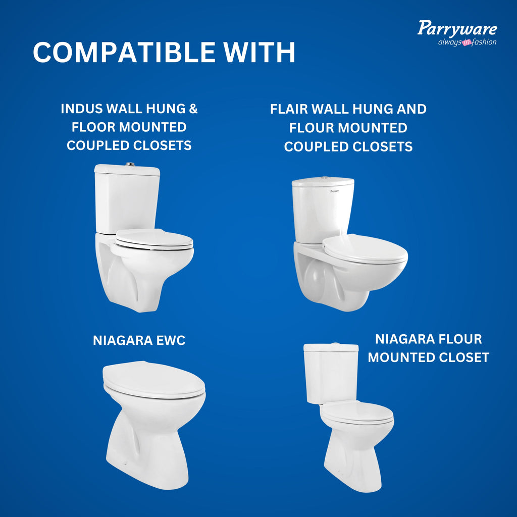 Parryware Solid Plus Soft Close Toilet Seat Cover with Hinges | Eco-friendly Material with Superior Finish | Round Shape & White Colour | Seat Covers for Western Commode | Bathroom Fixtures (E83071C)