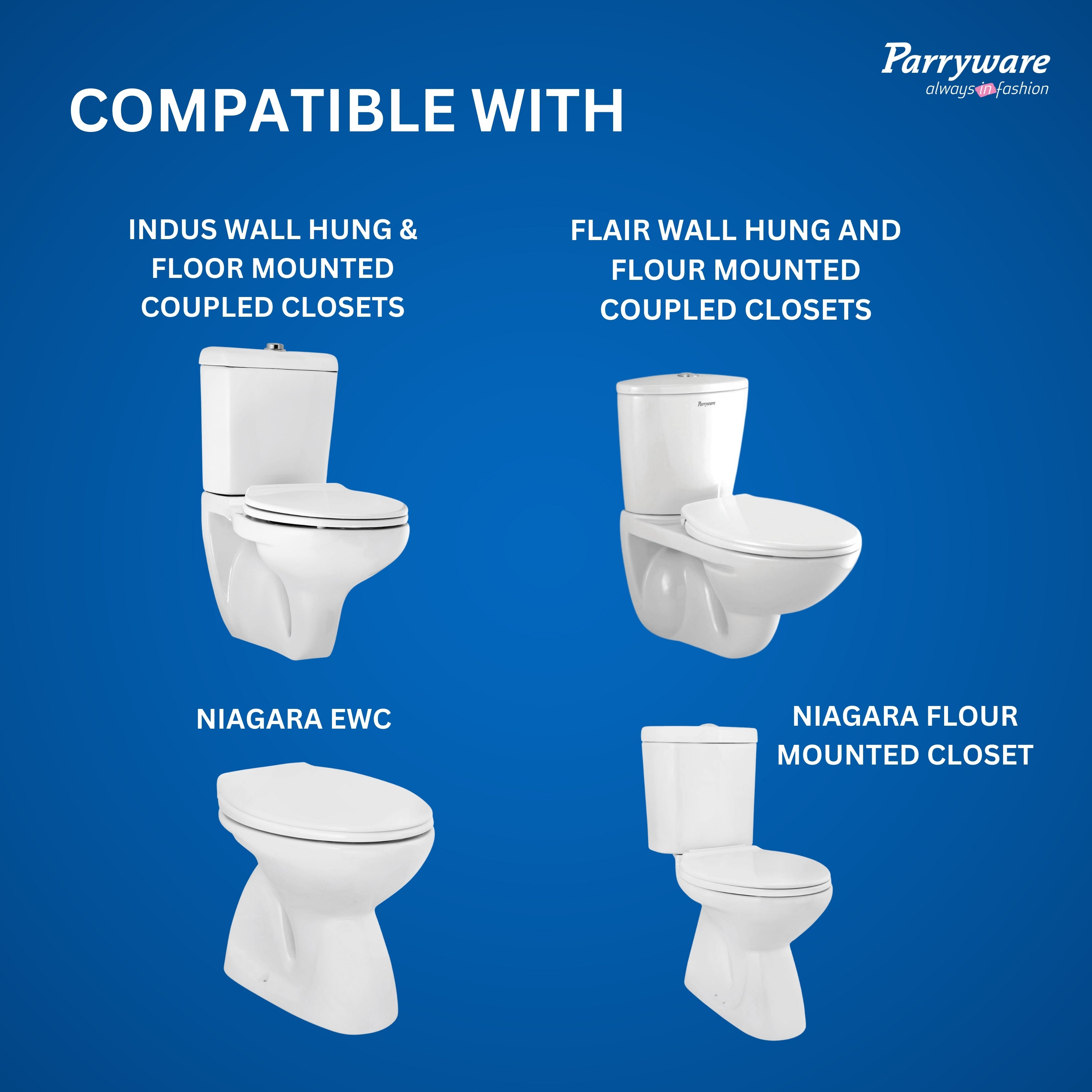 Parryware Solid Plus Soft Close Toilet Seat Cover with Hinges | Eco-friendly Material with Superior Finish | Round Shape & White Colour | Seat Covers for Western Commode | Bathroom Fixtures (E83071C)