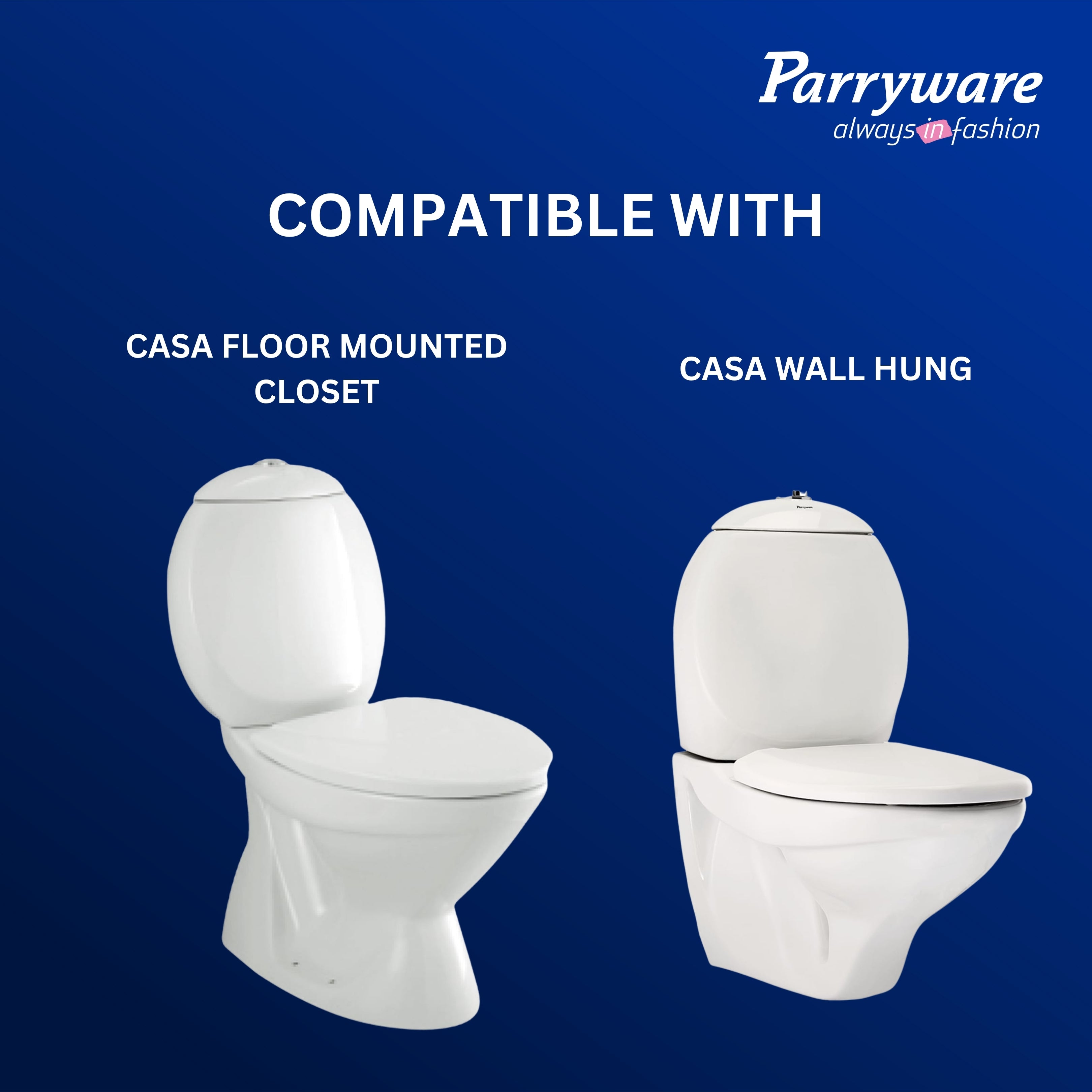 Parryware Casa/Cascade NXT Elongated Soft Close Toilet Seat Cover, White | Polypropylene Seat cover with plastic hinges | 381 x 53 x 448 (mm) | E83821C