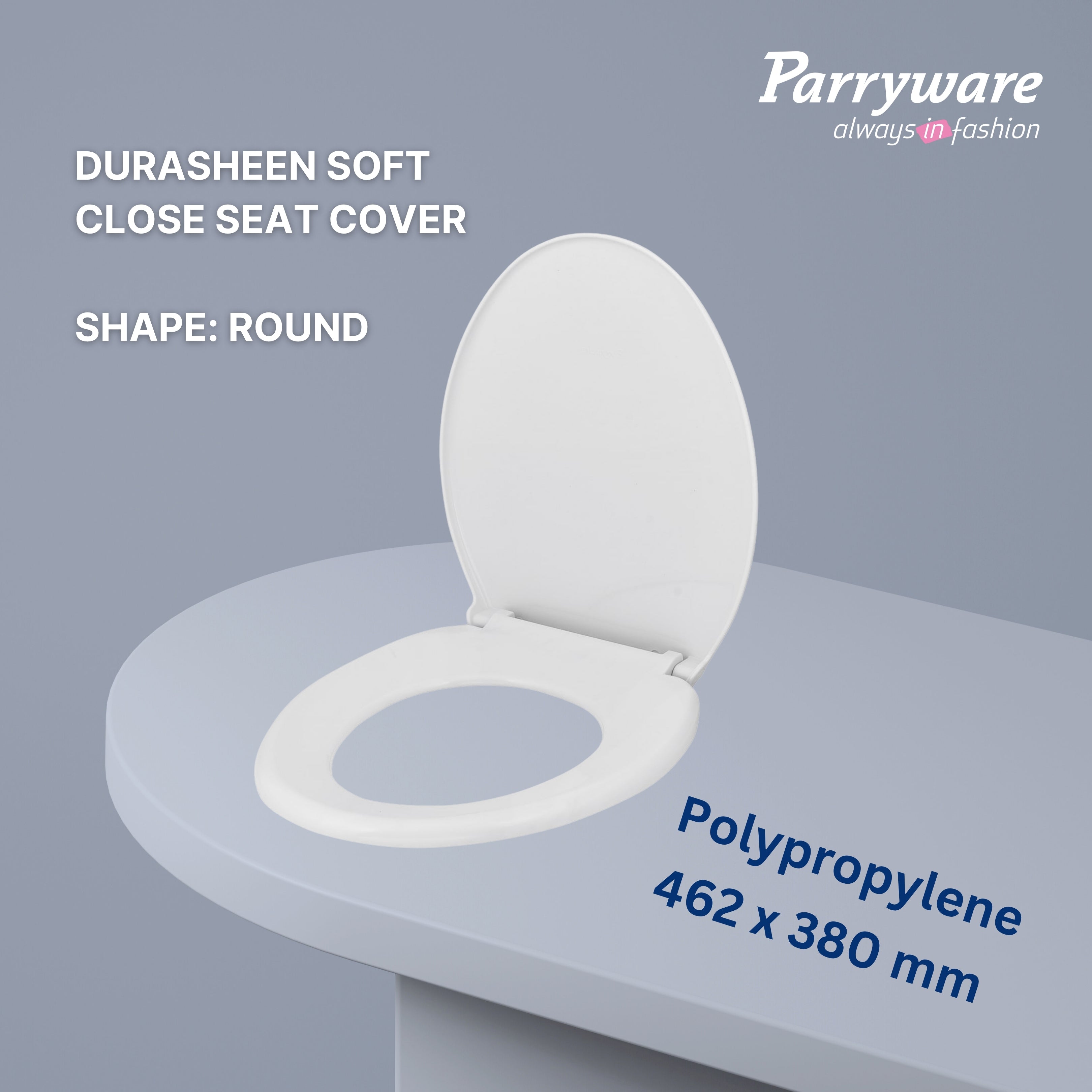 Parryware Durasheen Soft Close Toilet Seat Cover with Adjustable Hinges | Eco-friendly Material with Superior Finish | Round Shape & Ultra White Colour | Western Commode | Bathroom Fixtures (E82921C)