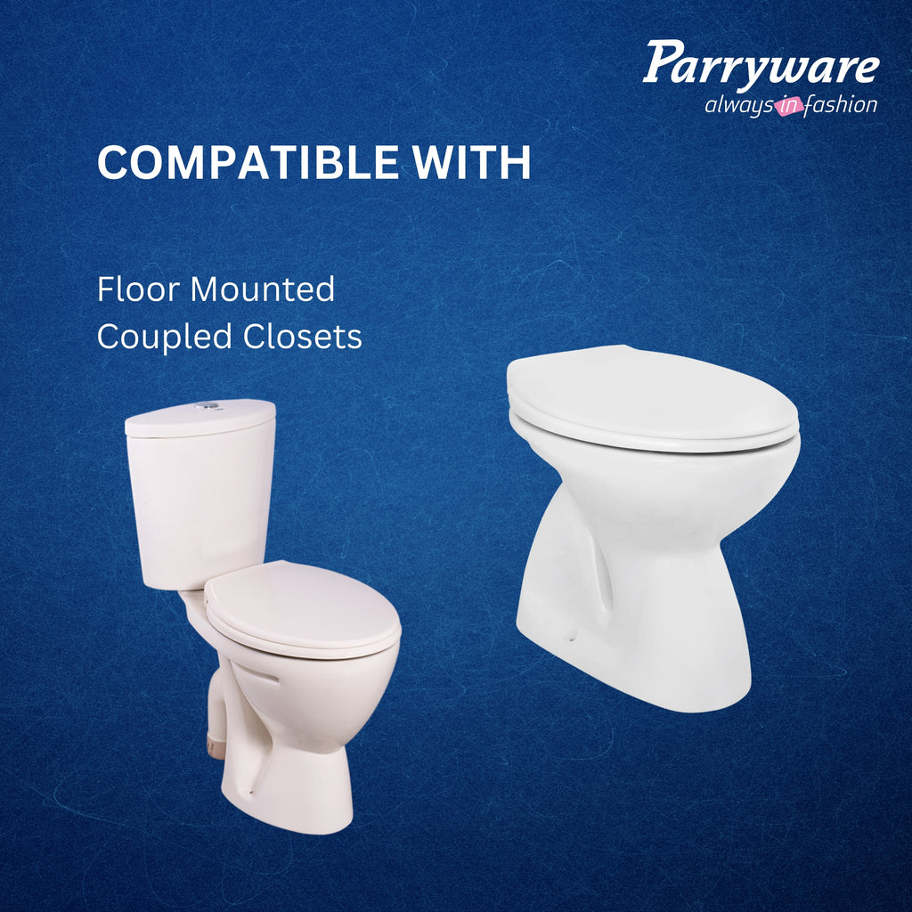 Parryware Toilet Standard Seat Cover Regular with Plastic Hinges 1 Unit Each of PP Seat, PP Cover, Ultra White, Antibacterial & Comfortable, Commode Seat Cover for Bathroom Fixture | E80711C