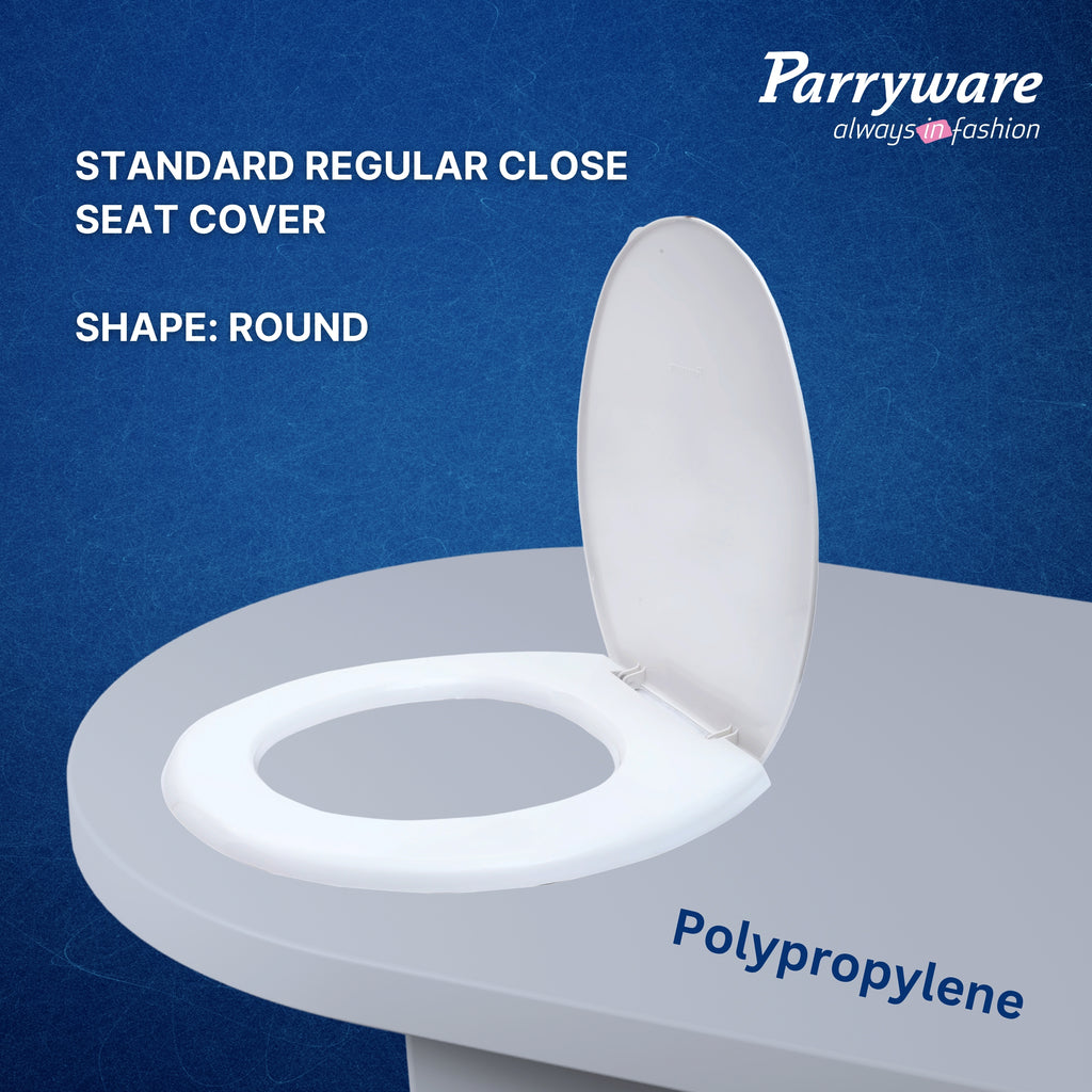 Parryware Toilet Standard Seat Cover Regular with Plastic Hinges 1 Unit Each of PP Seat, PP Cover, Ultra White, Antibacterial & Comfortable, Commode Seat Cover for Bathroom Fixture | E80711C