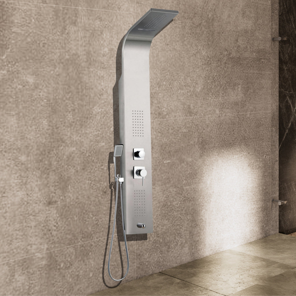 Parryware Atlantis Thermostatic Stainless Steel Panel | 5 in 1 Cascade Shower System/Handshower with Waterfall Outlet/Tub Spout/Body Massage Spray With Hot &cold Mixerr | 304 grade SS | C883999